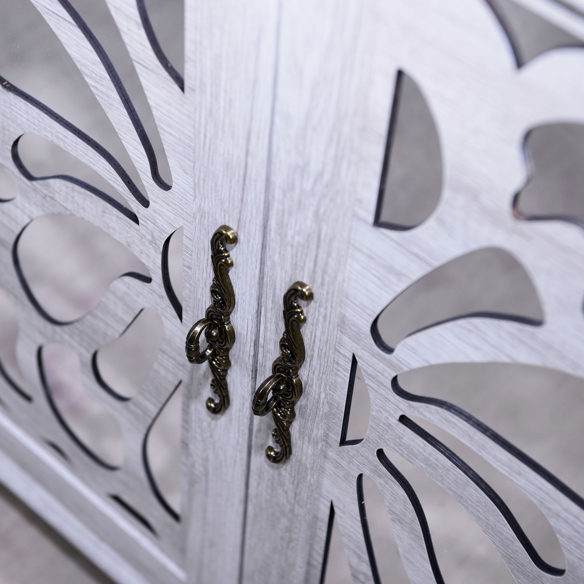 Modern Sideboard Buffet With 4 Mirrored Doors, Adjustable Shelves