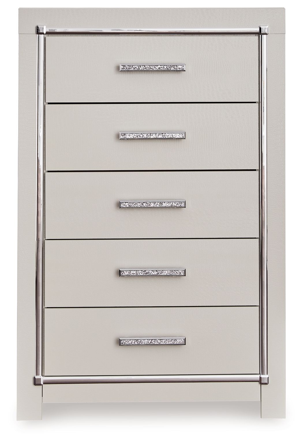 Signature Design by Ashley® Zyniden - Silver - Five Drawer Chest | Meri Furniture