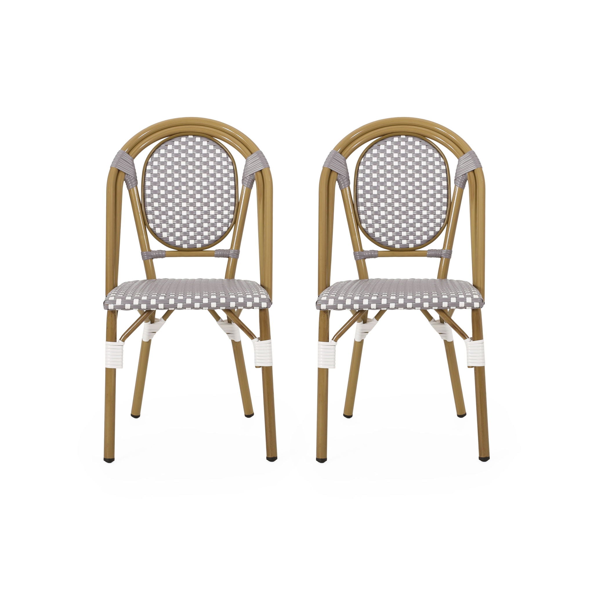 Outdoor Rattan And Aluminum French Bistro Chair Set