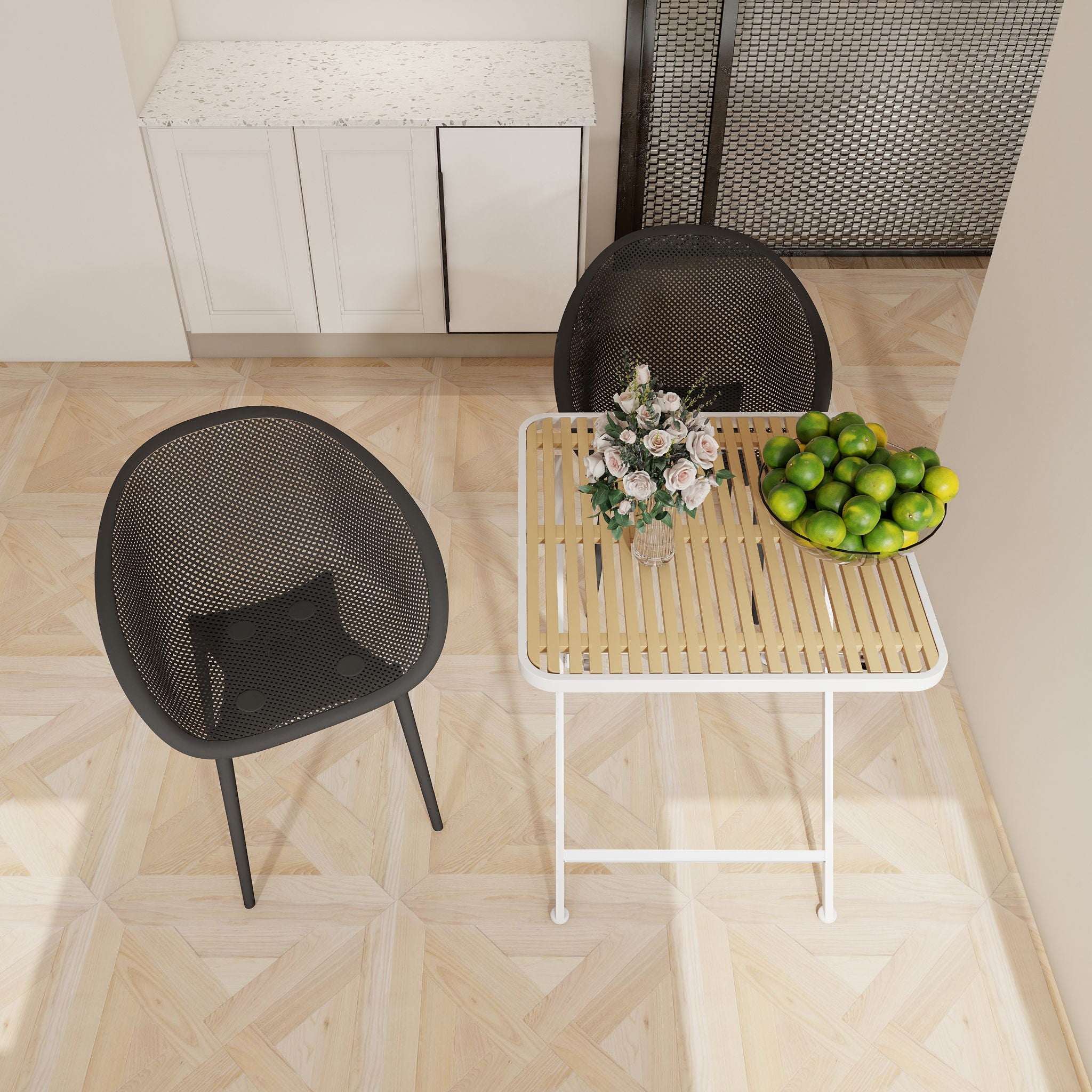 2 Piece Durable Single Chair With Mesh Hollow Out Design