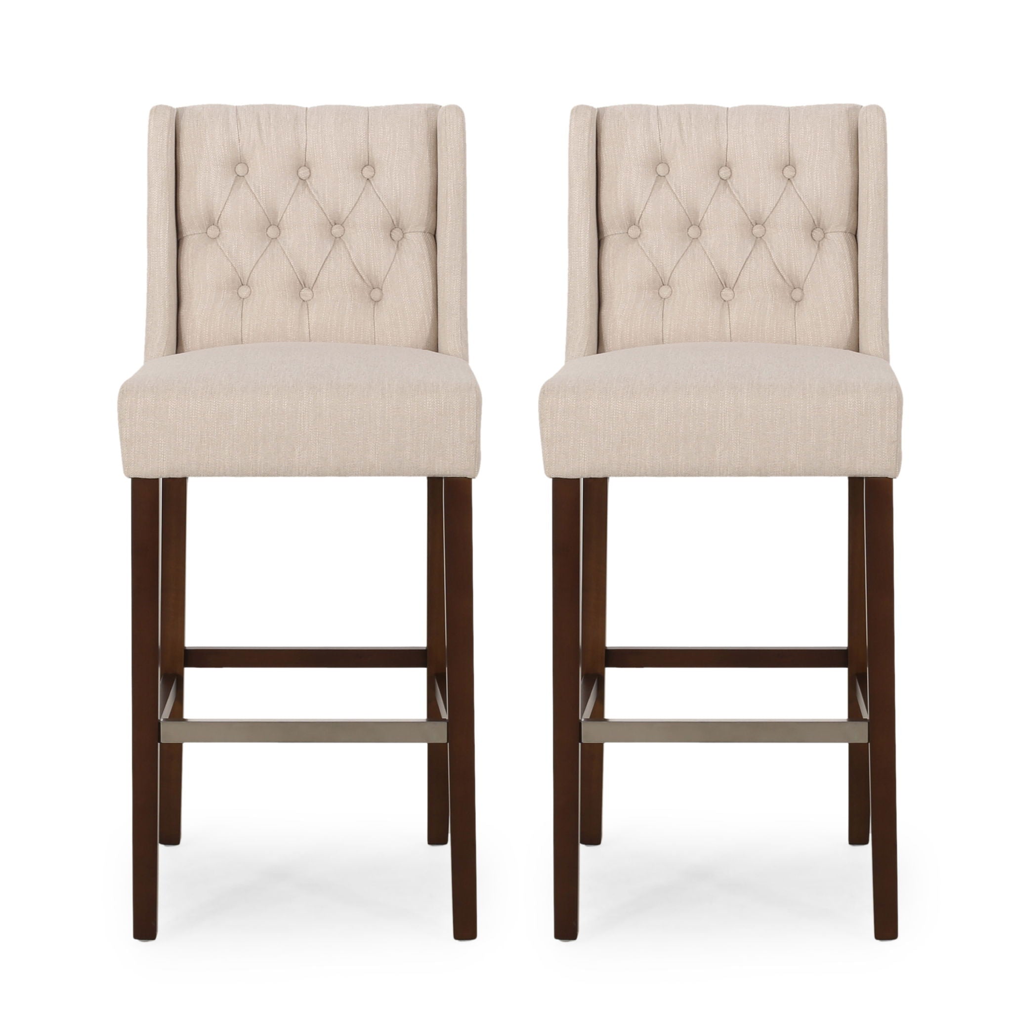 Solstara - Upholstered Dining Barstool With Button Tufted And Wing Back