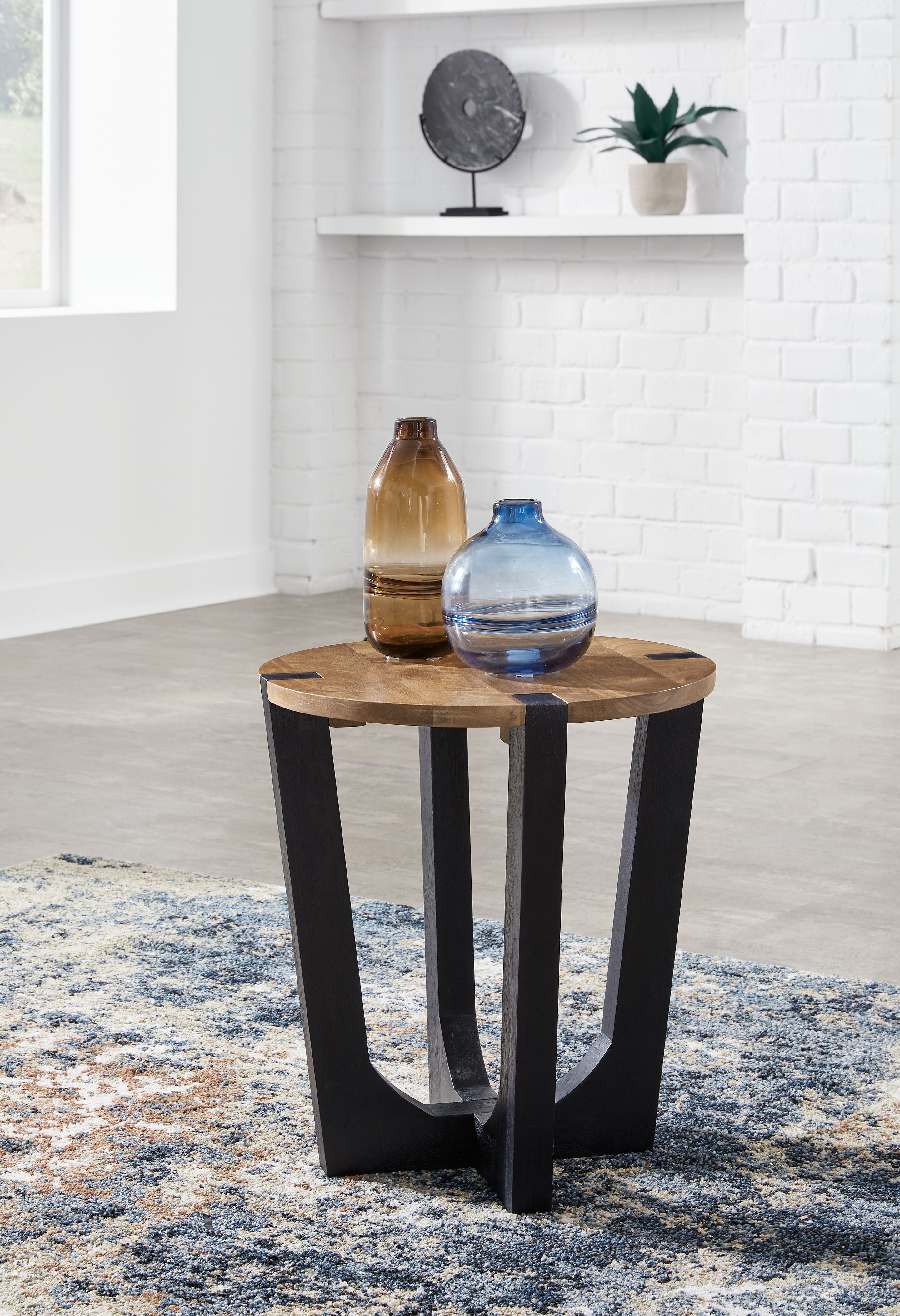 Signature Design by Ashley® Hanneforth - Brown - Round End Table | Meri Furniture