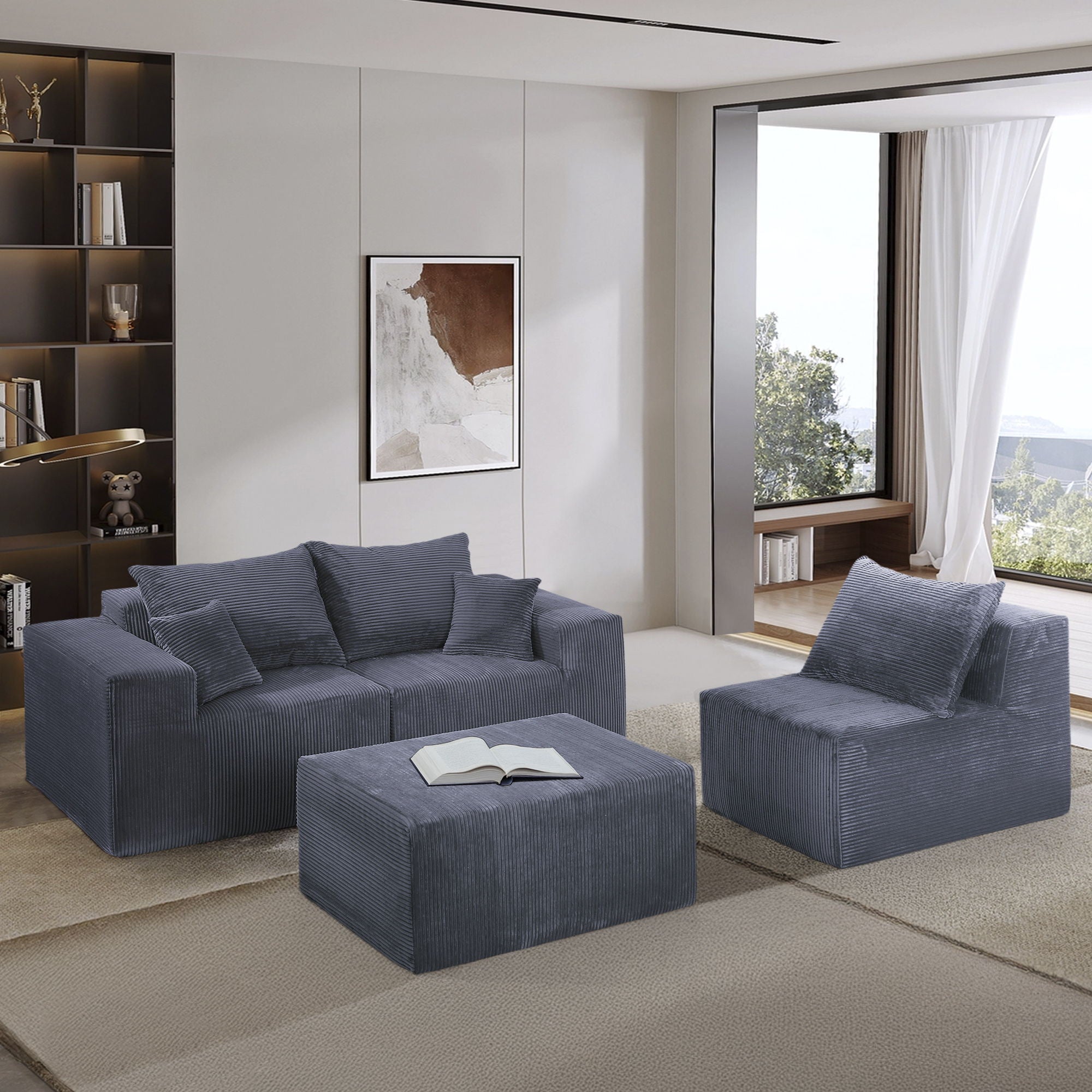 Modular Sectional Sofa, Convertible Couch With Chaise Corduroy