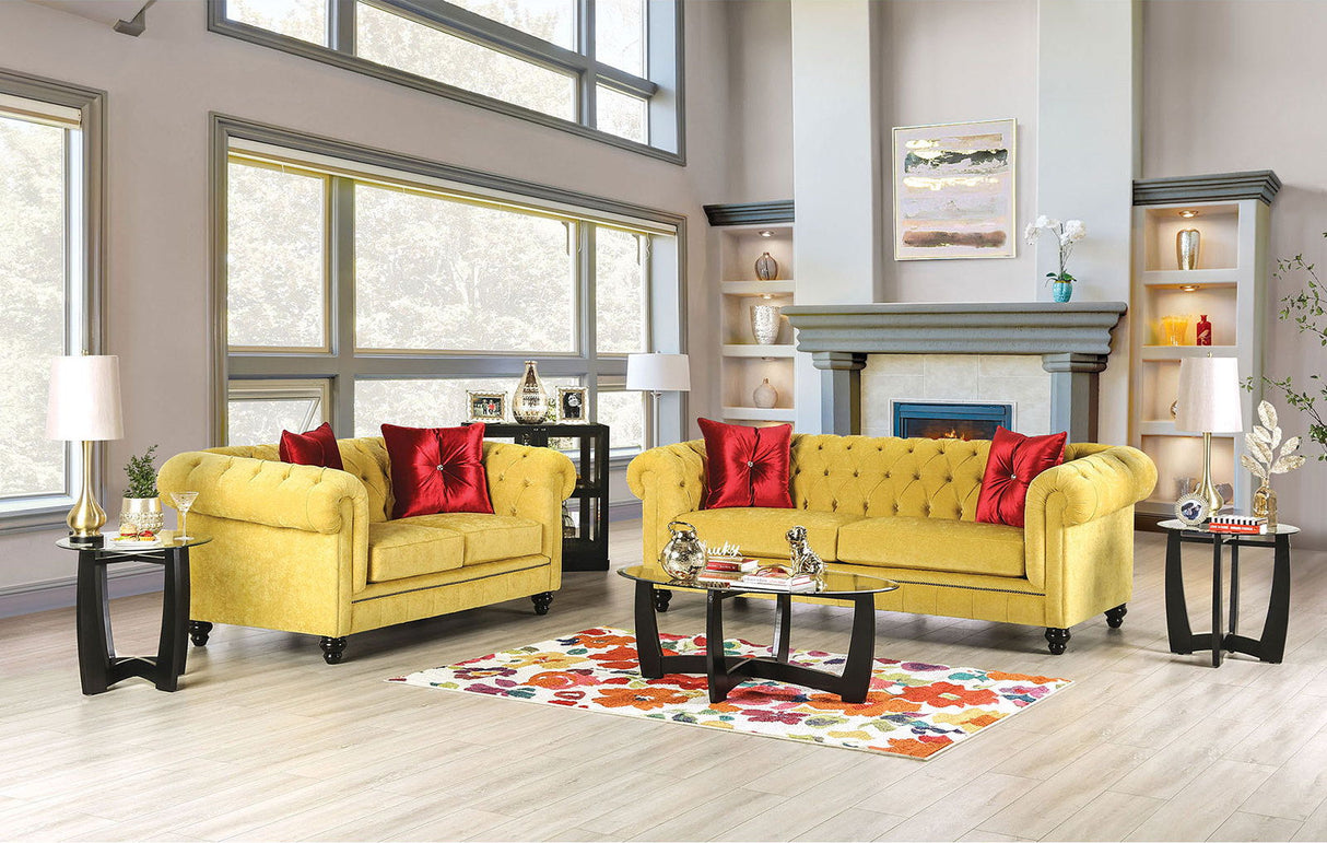 Furniture of America Eliza - Sofa - Royal Yellow / Red | Meri Furniture