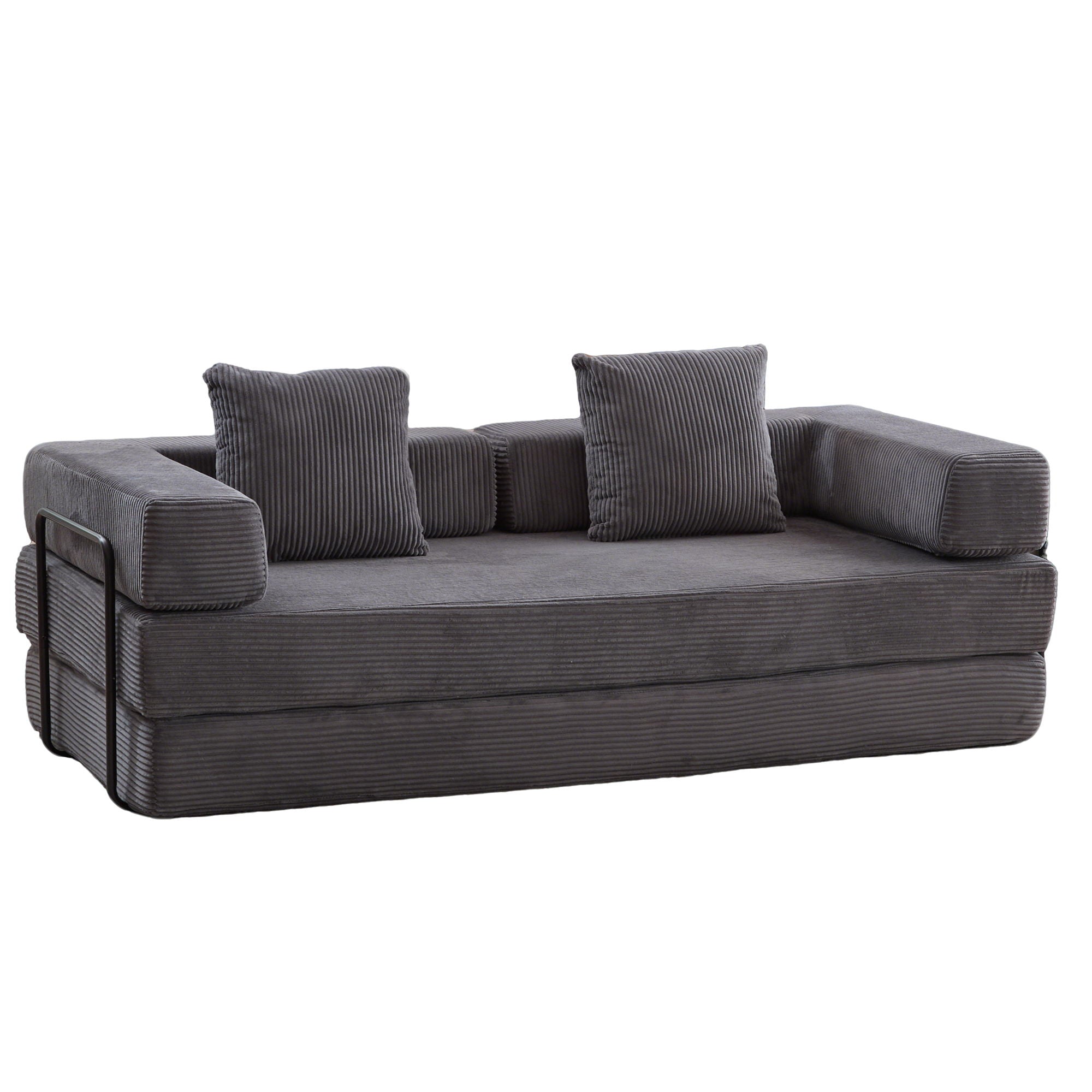 Floor Couch, Convertible Floor Sofa Bed With Pillow Back Support Armrest