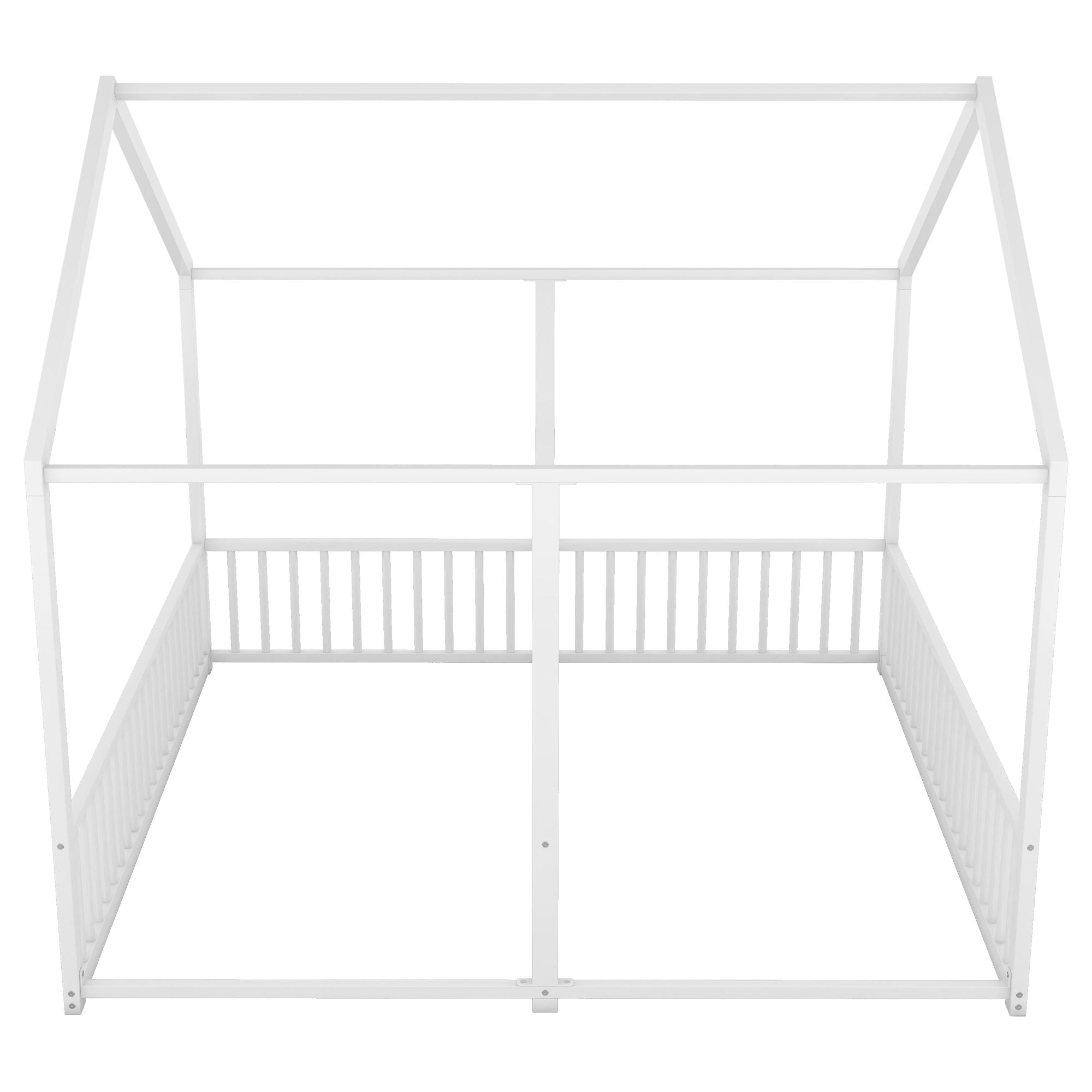 Metal Twin Size House Platform Beds 2 Shared Beds - Antique White