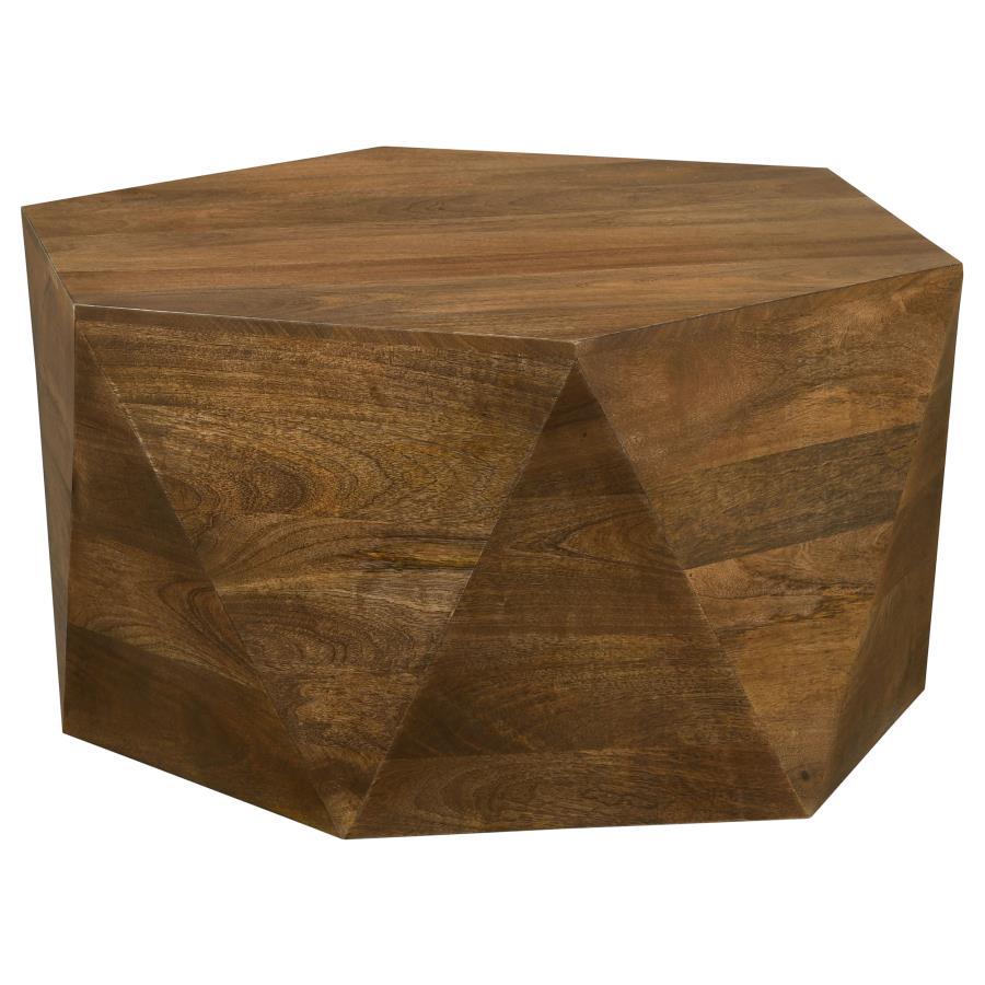 Coaster Fine Furniture Zalika - Hexagonal Solid Mango Wood Coffee Table - Natural | Meri Furniture