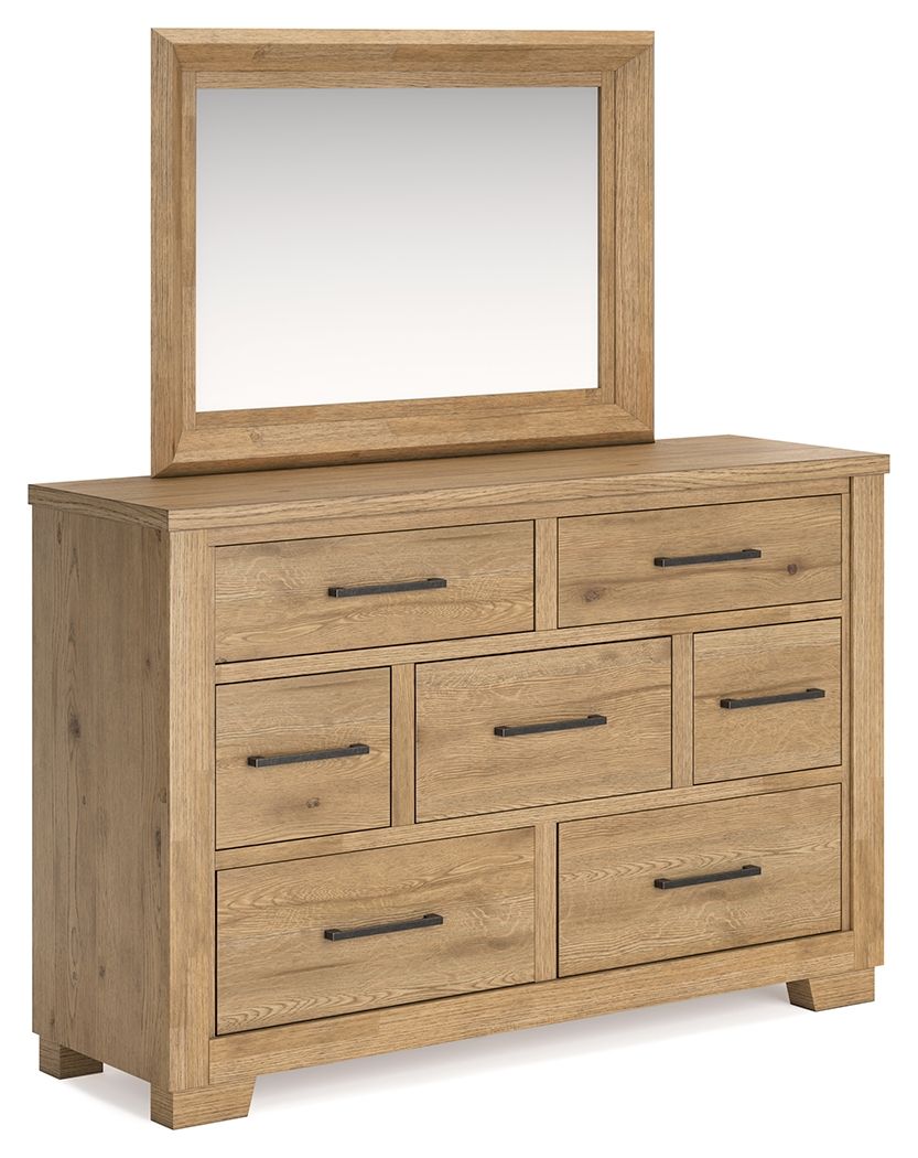 Signature Design by Ashley® Galliden - Light Brown - Dresser And Mirror | Meri Furniture