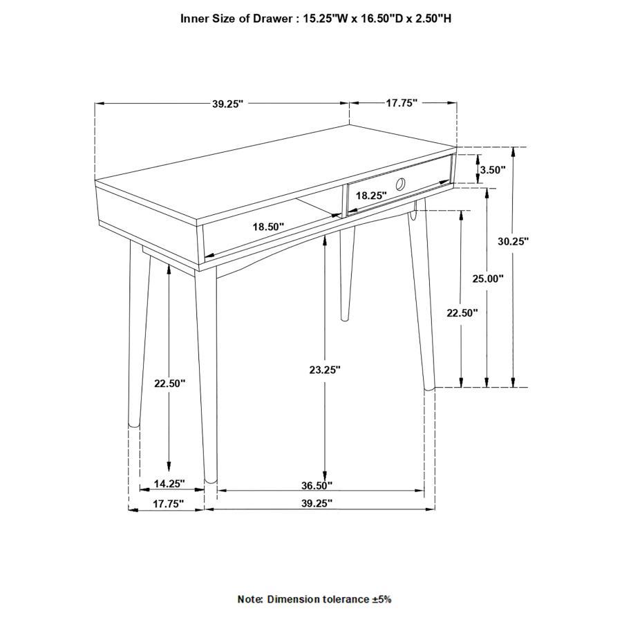 Coaster Fine Furniture Bradenton - 1-Drawer Wood Writing Desk - White | Meri Furniture
