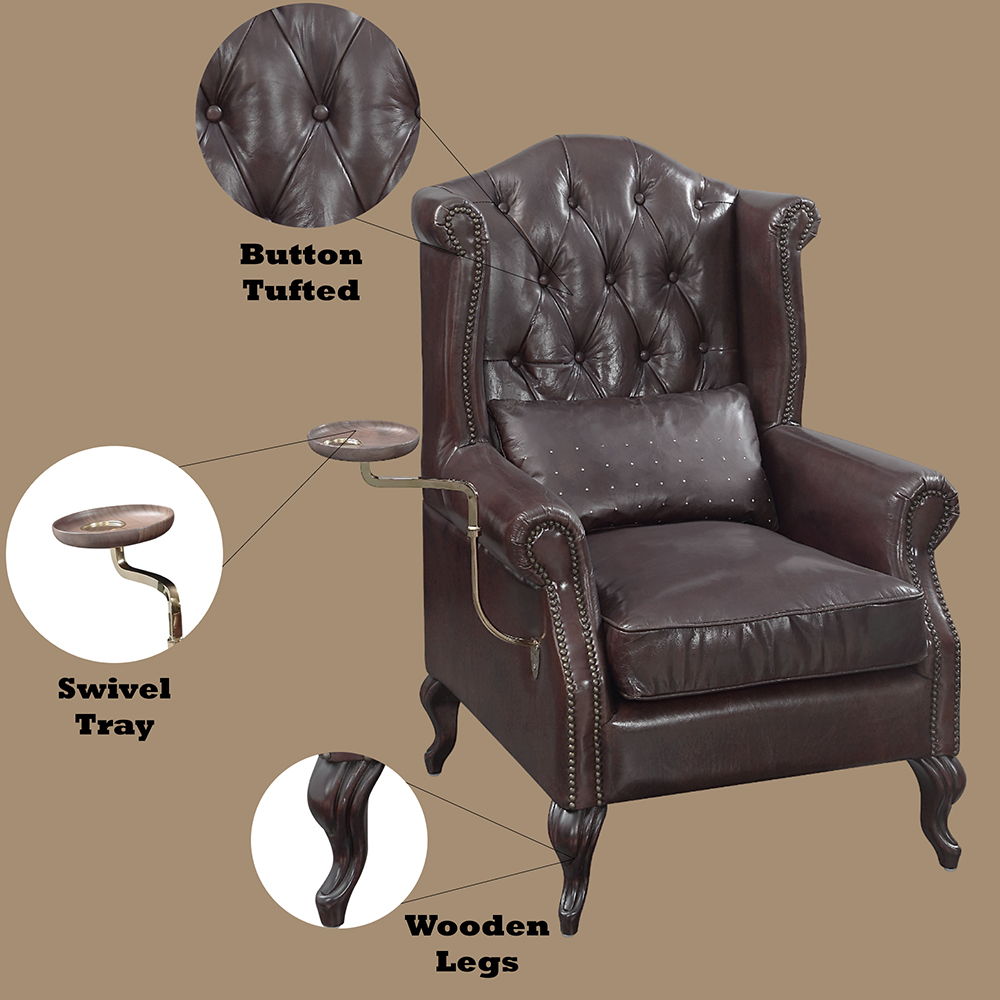 Pino - Accent Chair - Vintage Brown Top Grain Leather