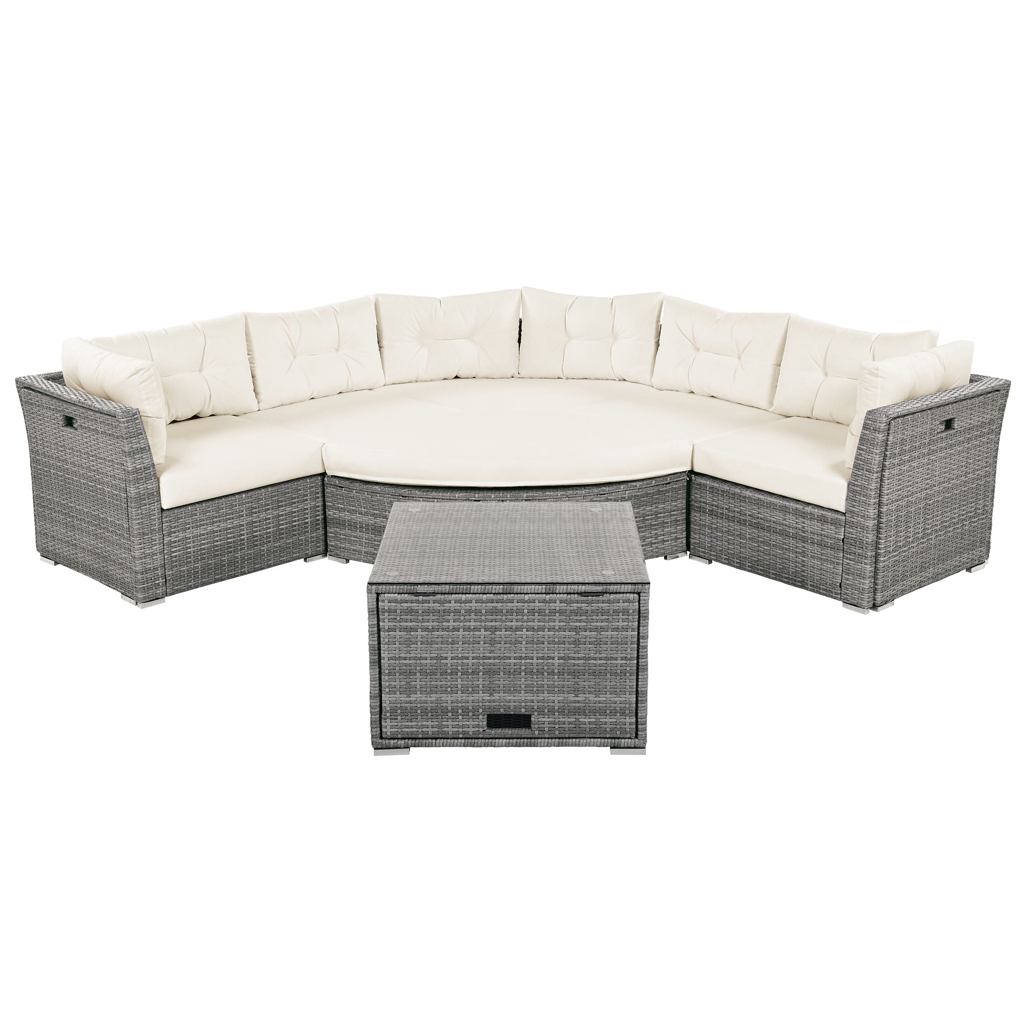 Patio Furniture Set Outdoor Daybed Rattan Sectional With Cushions And Center Table