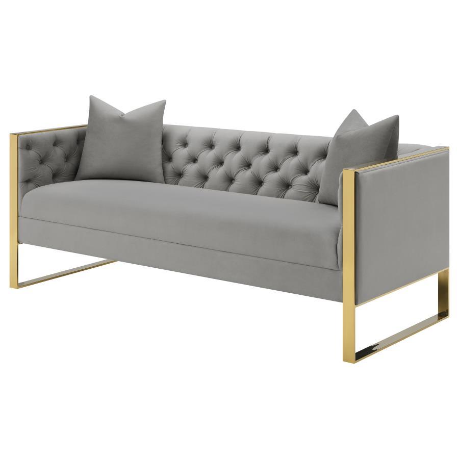 Coaster Fine Furniture Eastbrook - Velvet Upholstered Tufted Sofa - Gray | Meri Furniture