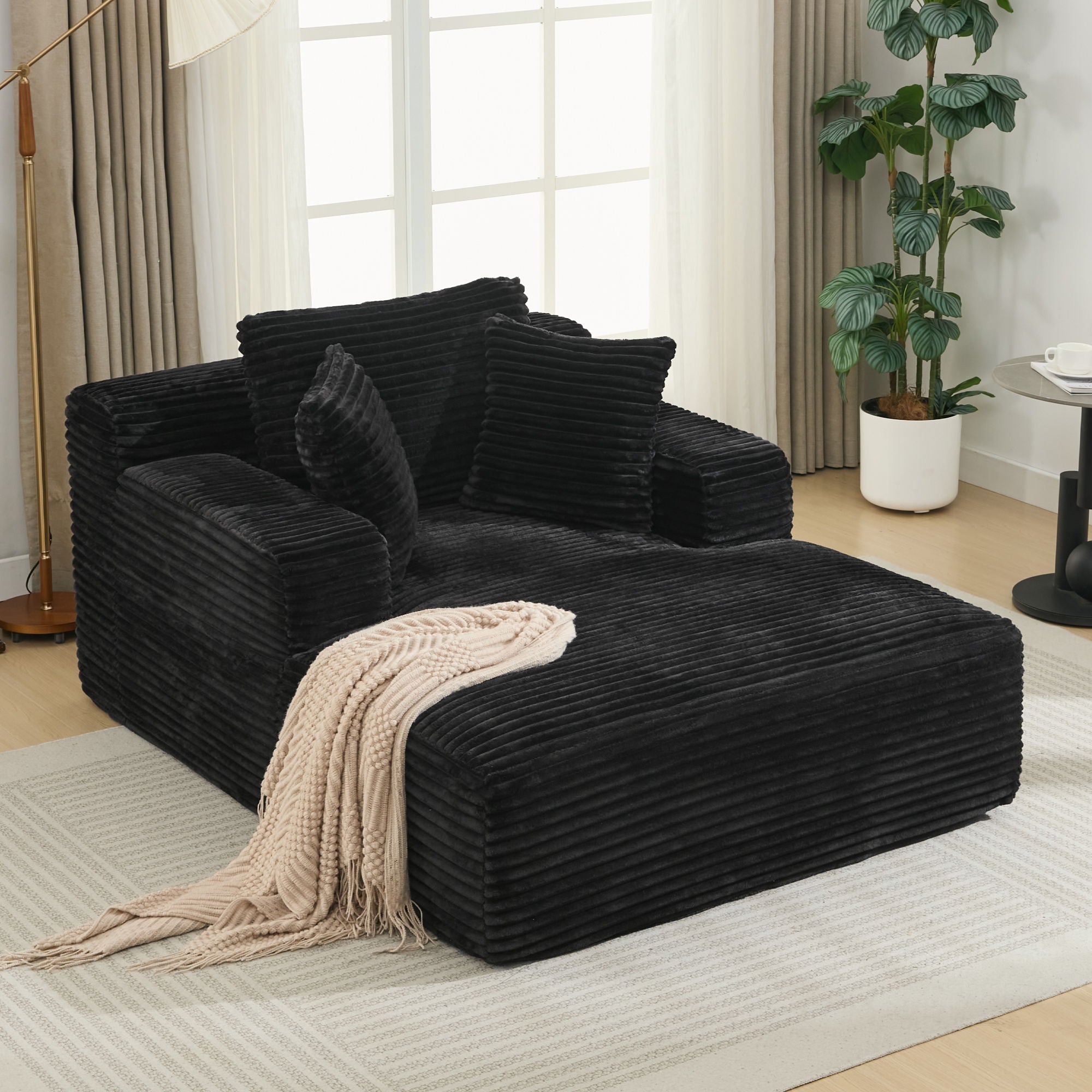 Modern Full Compressed Chaise Lounge Sofa Bed With Removable Pillows