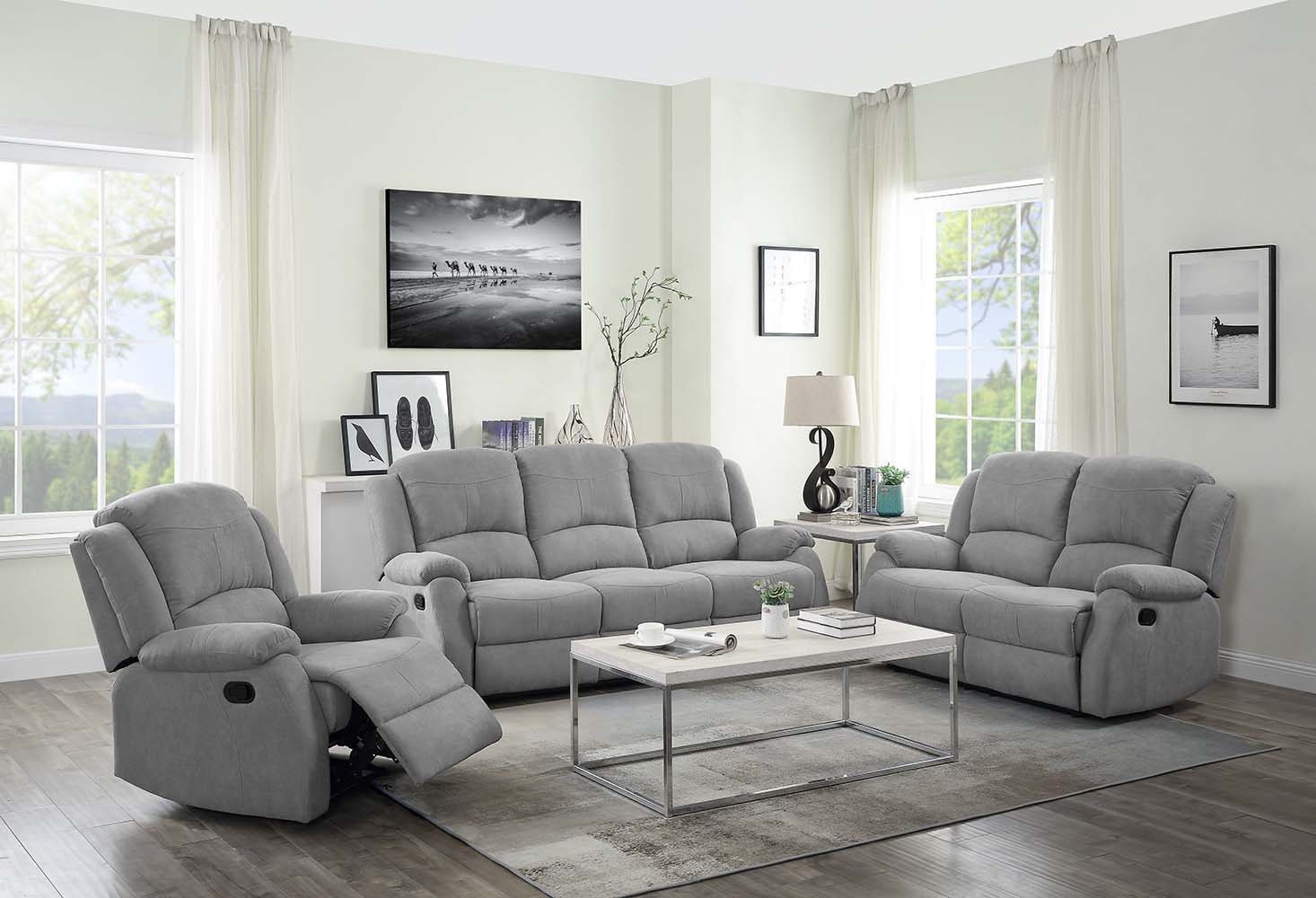 ACME Zorina - Recliner - Gray Fabric | Meri Furniture