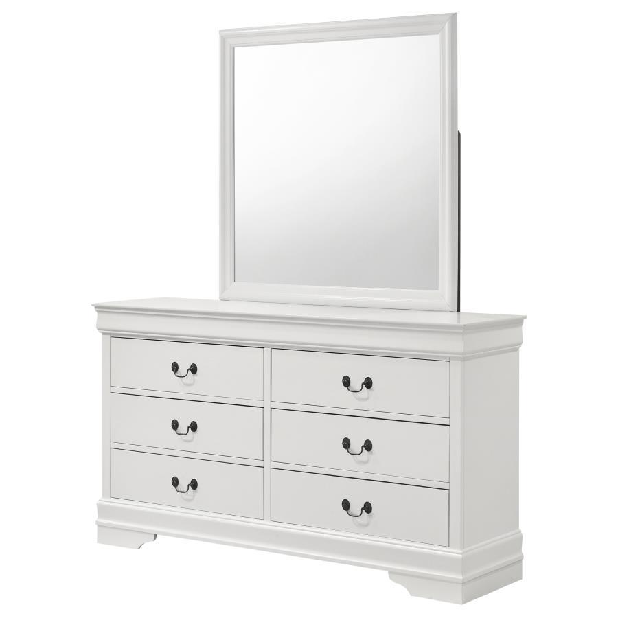 Coaster Fine Furniture Louis Philippe - 6-Drawer Dresser And Mirror - White | Meri Furniture