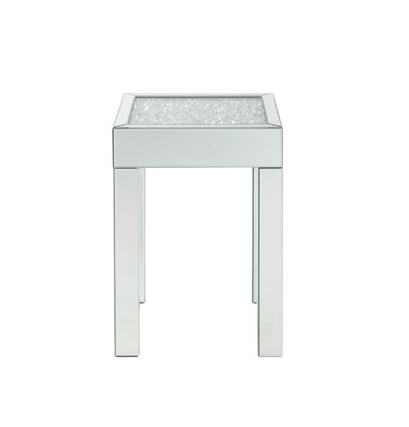 ACME Noralie - End Table With Glass Top - Pearl Silver - Wood - 24" | Meri Furniture