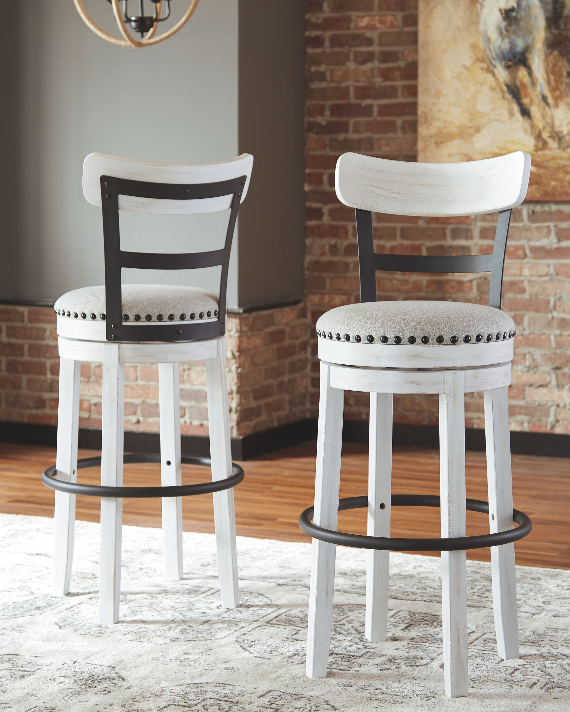 Signature Design by Ashley® Valebeck - Tall Upholstered Swivel Barstool | Meri Furniture