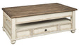 Ashley Furniture Realyn - White / Brown - Lift Top Cocktail Table | Meri Furniture