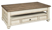 Ashley Furniture Realyn - White / Brown - Lift Top Cocktail Table | Meri Furniture