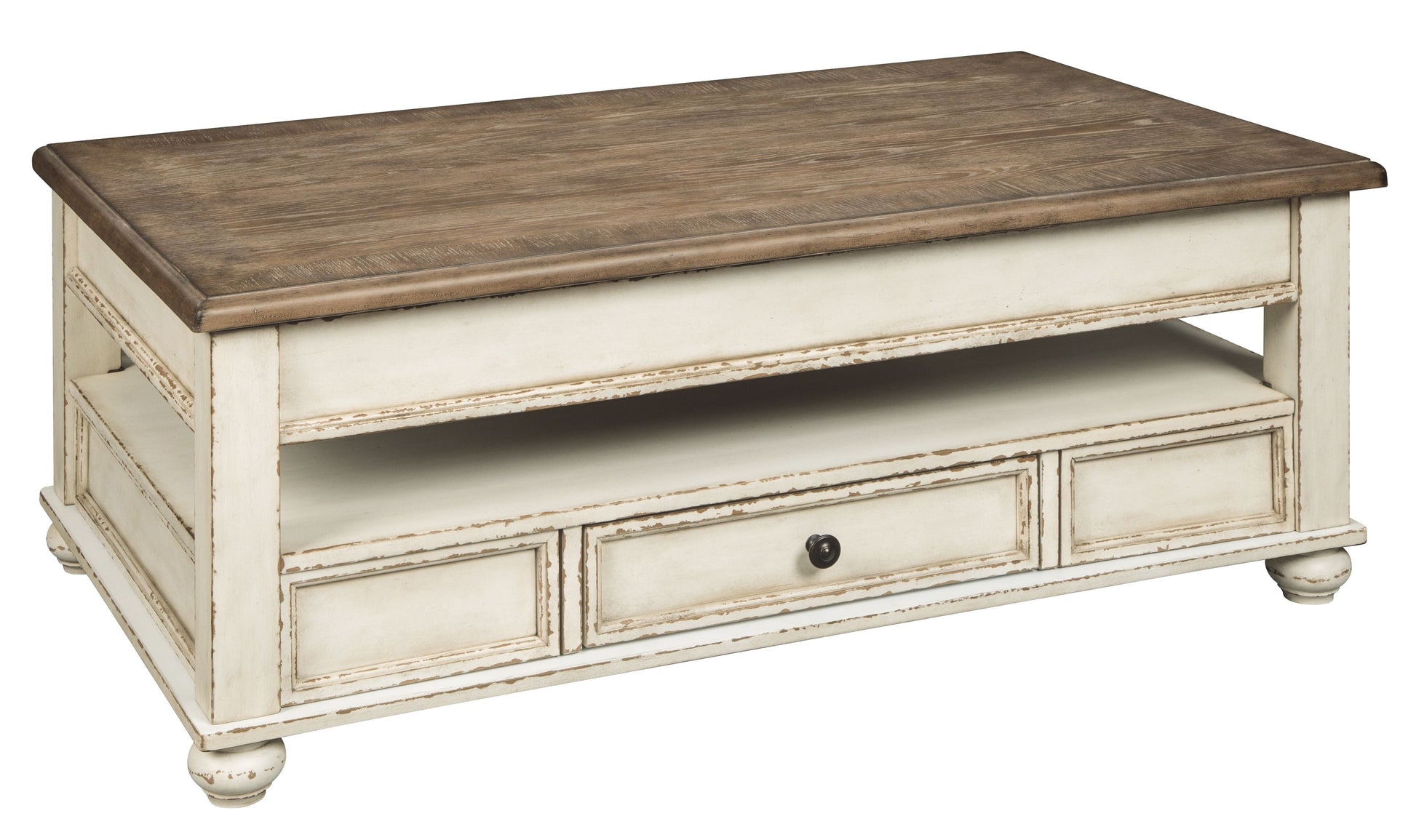 Ashley Furniture Realyn - White / Brown - Lift Top Cocktail Table | Meri Furniture