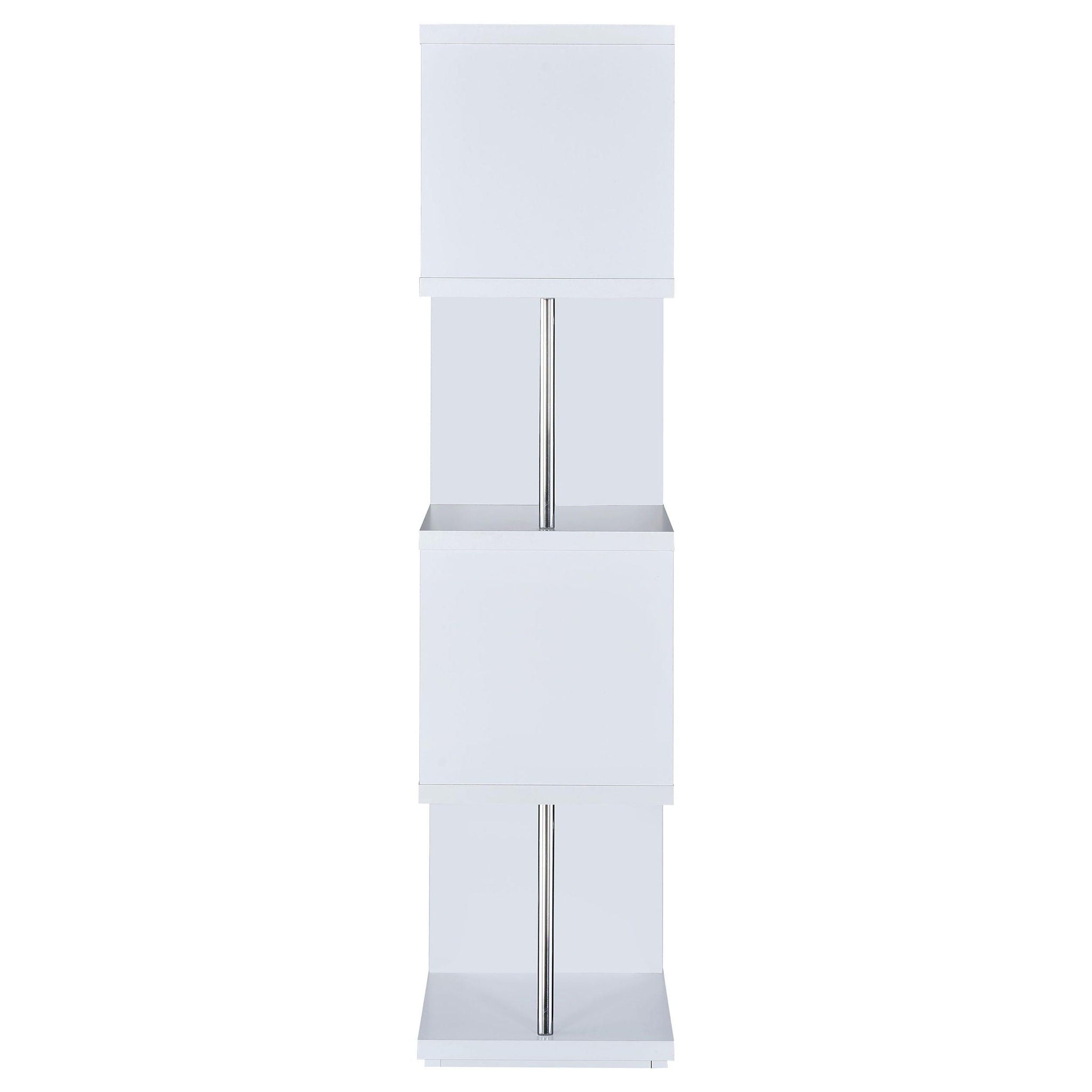 Baxter 67-inch 4-shelf Bookshelf White and Chrome