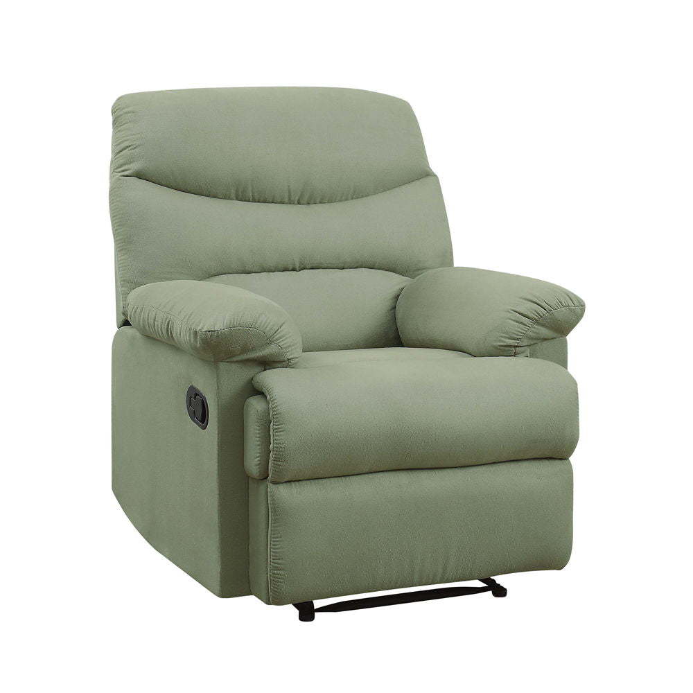 The lovely Arcadia recliner offers comfort, style and value for any home. A smooth microfiber seat cushion provides relaxation from seat to toe with an easy to reach external handle for operating the reclining mechanism.