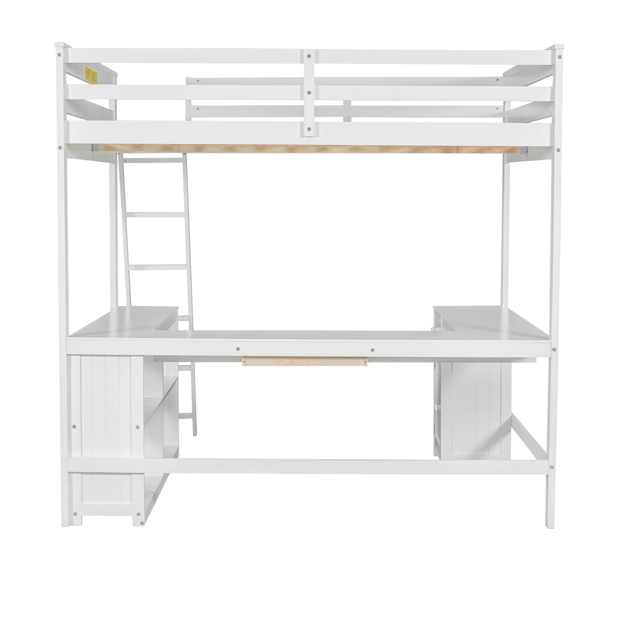 Loft Bed With U-Shaped Desk, Drawers, And Storage Shelves