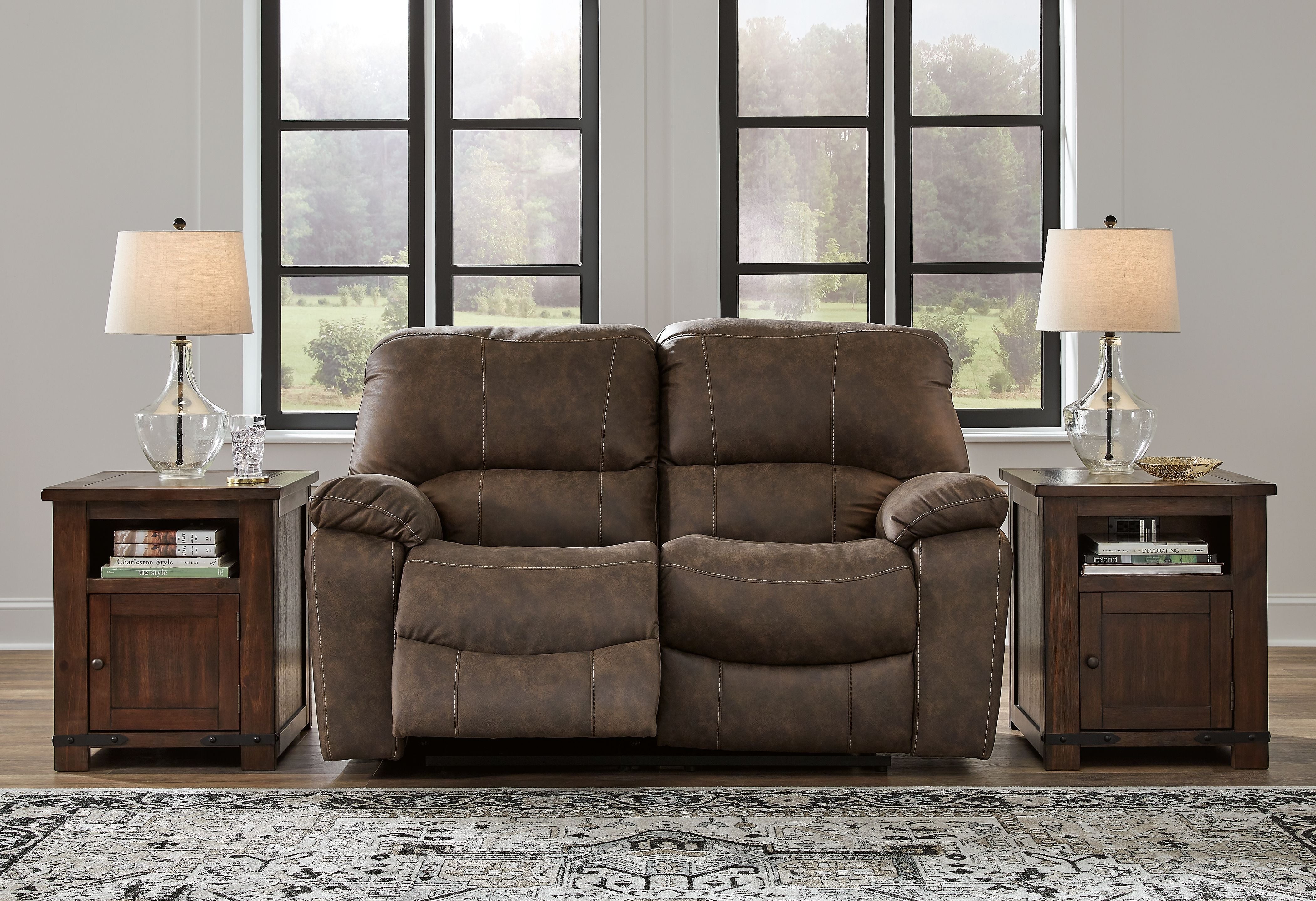 Signature Design by Ashley® Kilmartin - Chocolate - Reclining Loveseat | Meri Furniture