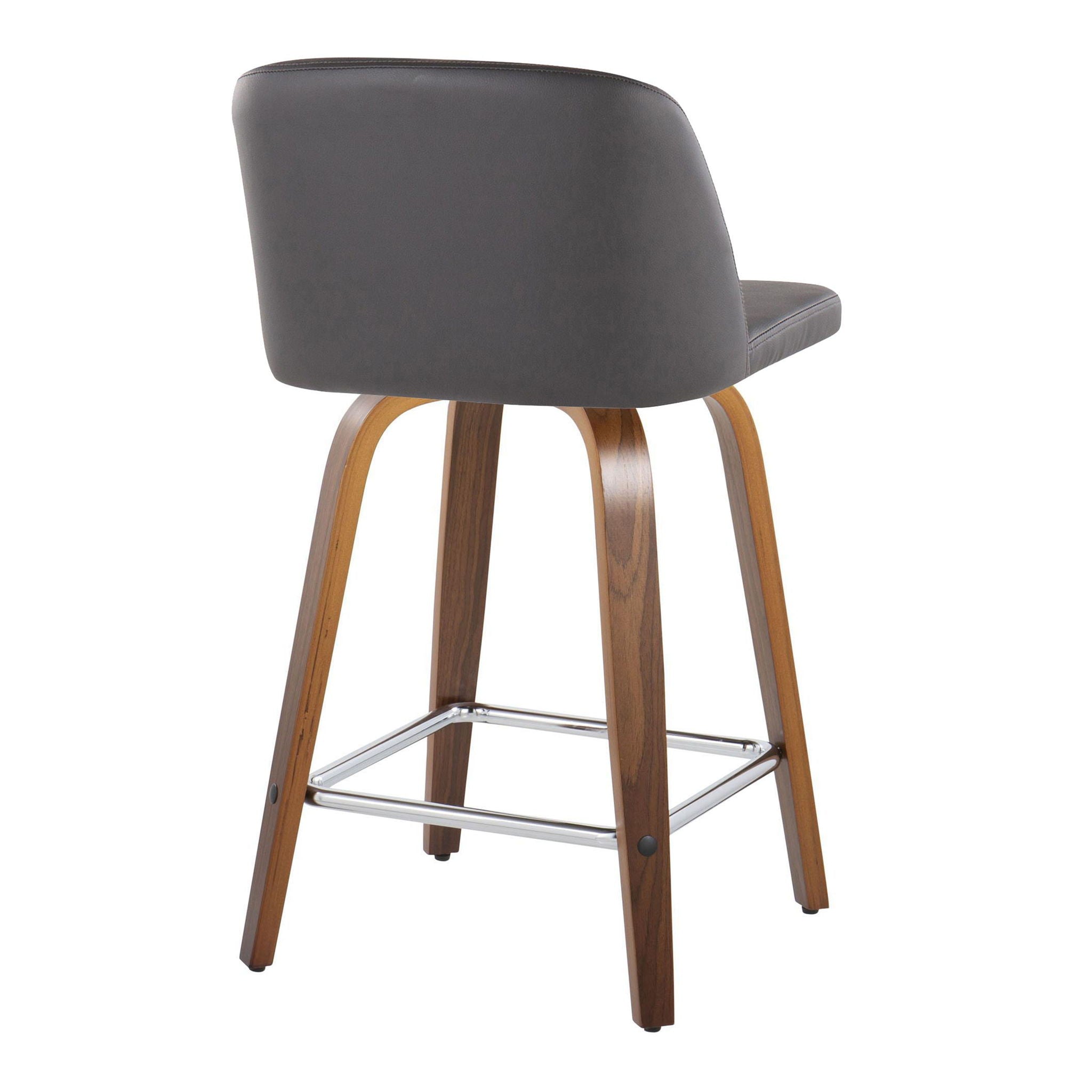 Toriano - Mid Century Modern Fixed Height Counter Stool With Swivel And Square Footrest (Set of 2)