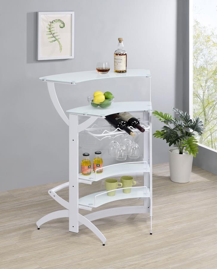 Coaster Fine Furniture Dallas - 2-Shelf Curved Freestanding Home Bar Cabinet | Meri Furniture