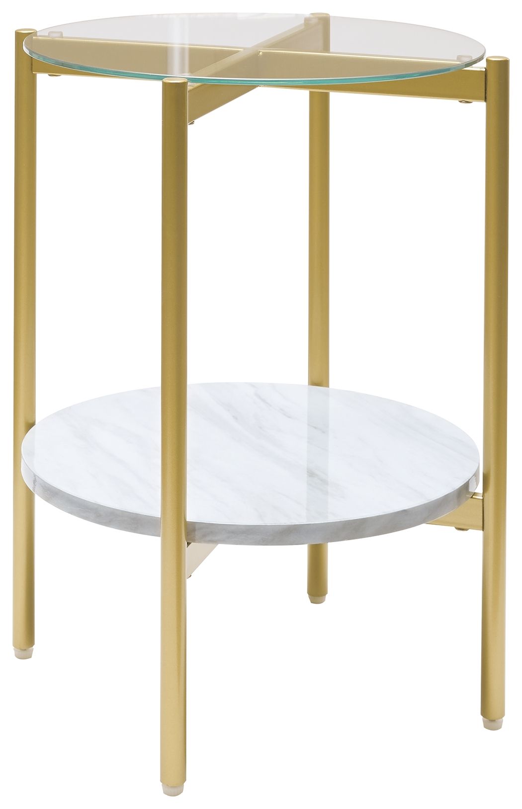 Ashley Furniture Wynora - White / Gold - Round End Table | Meri Furniture