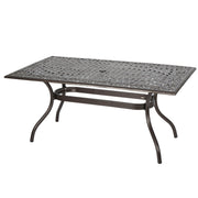 Celestine - Outdoor Cast Aluminum Dining Table With Floral Lattice Design And Umbrella Holder