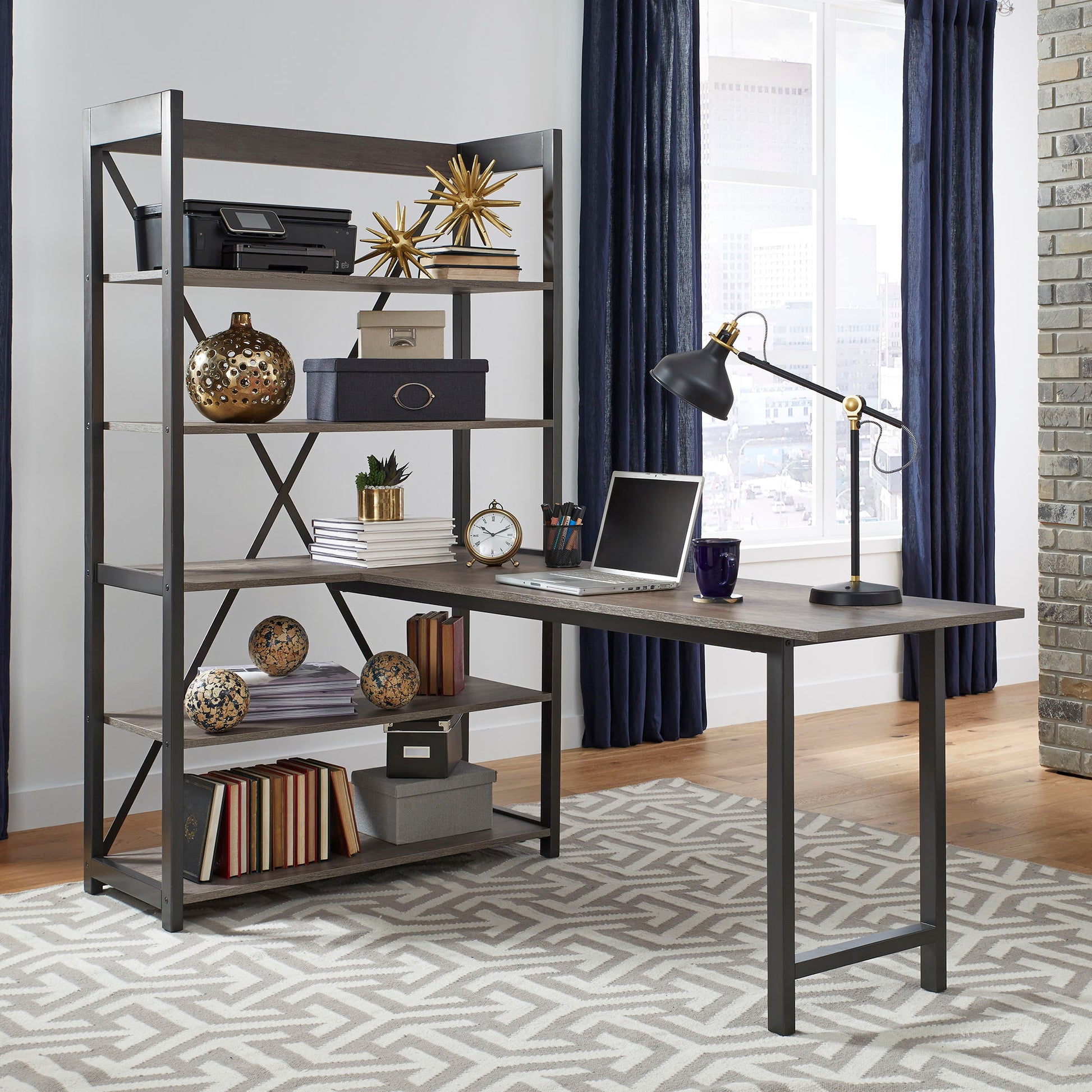 Liberty Furniture Tanners Creek - 2 Piece Home Office Set (Desk And Bookcase) - Dark Gray | Meri Furniture