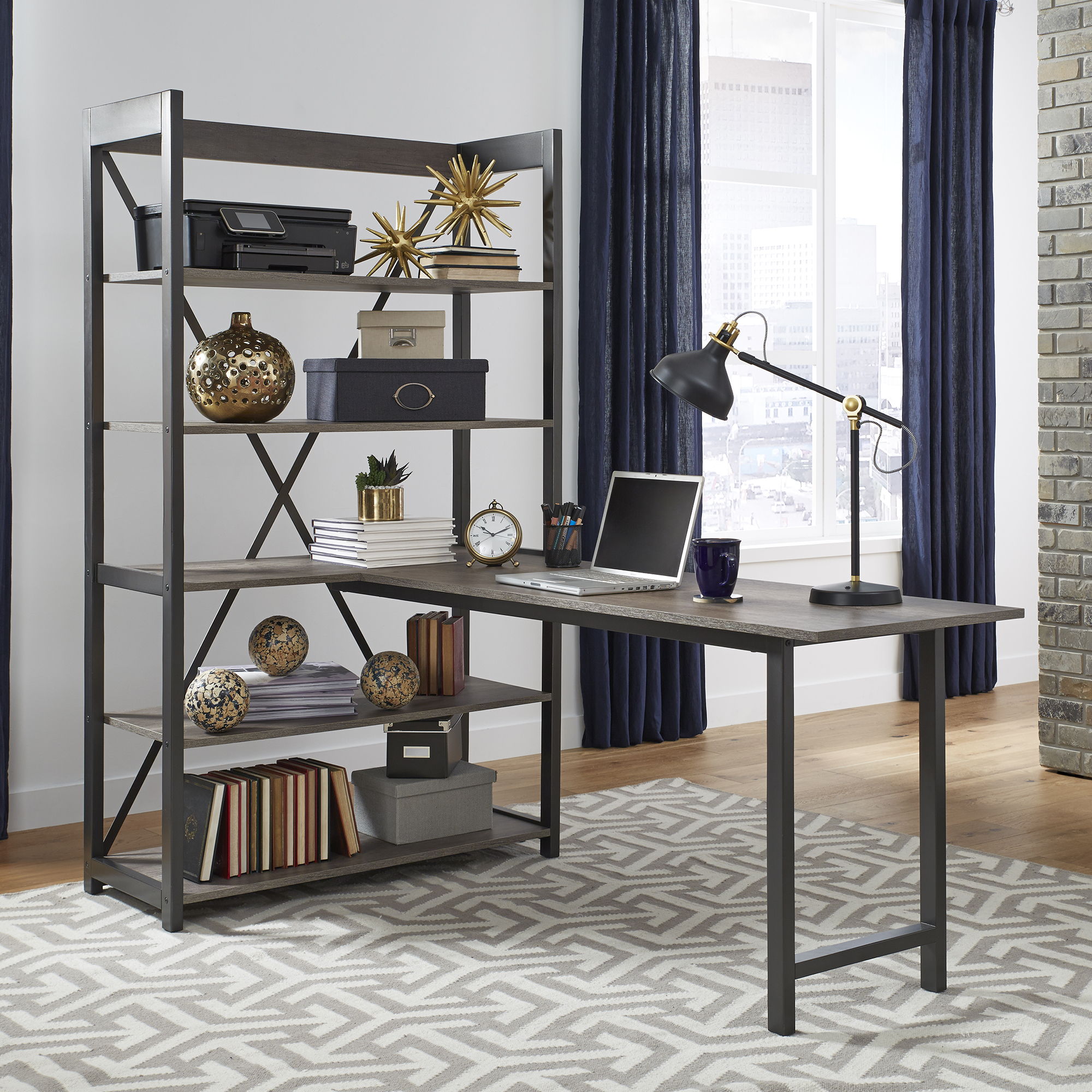 Liberty Furniture Tanners Creek - 2 Piece Home Office Set (Desk And Bookcase) - Dark Gray | Meri Furniture