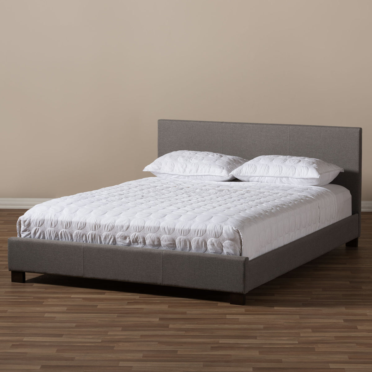 Elizabeth Modern and Contemporary Grey Fabric Upholstered Panel-Stitched Full Size Platform Bed