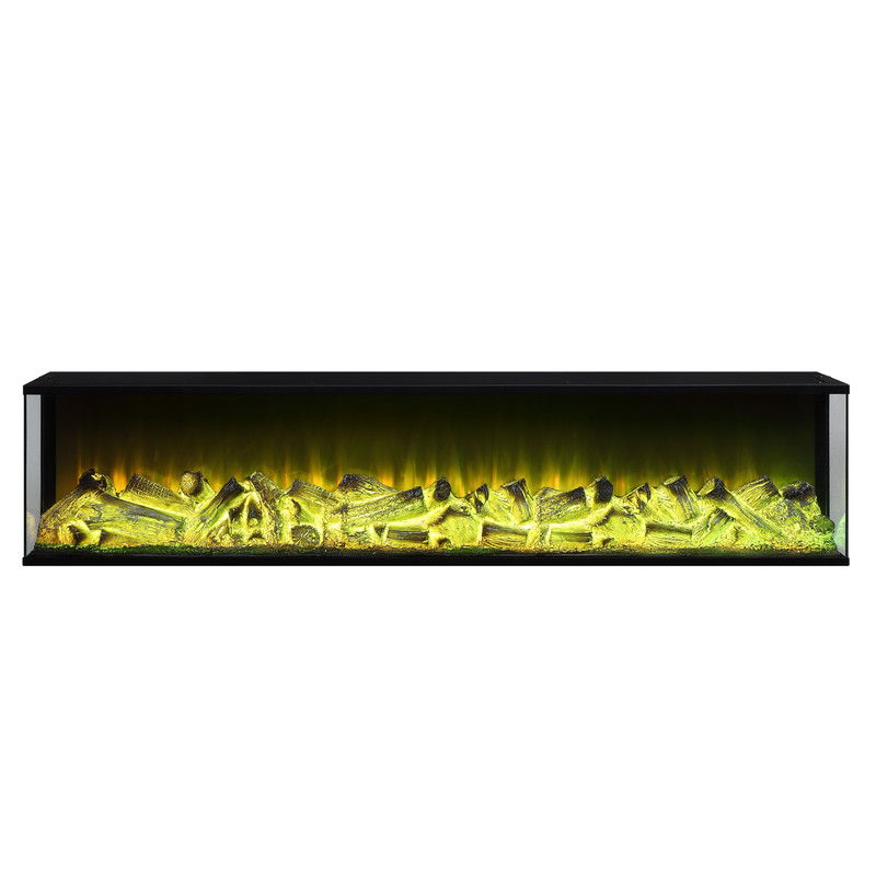 Dorian 71"W Black Finish TV Stand with Fireplace and Speaker