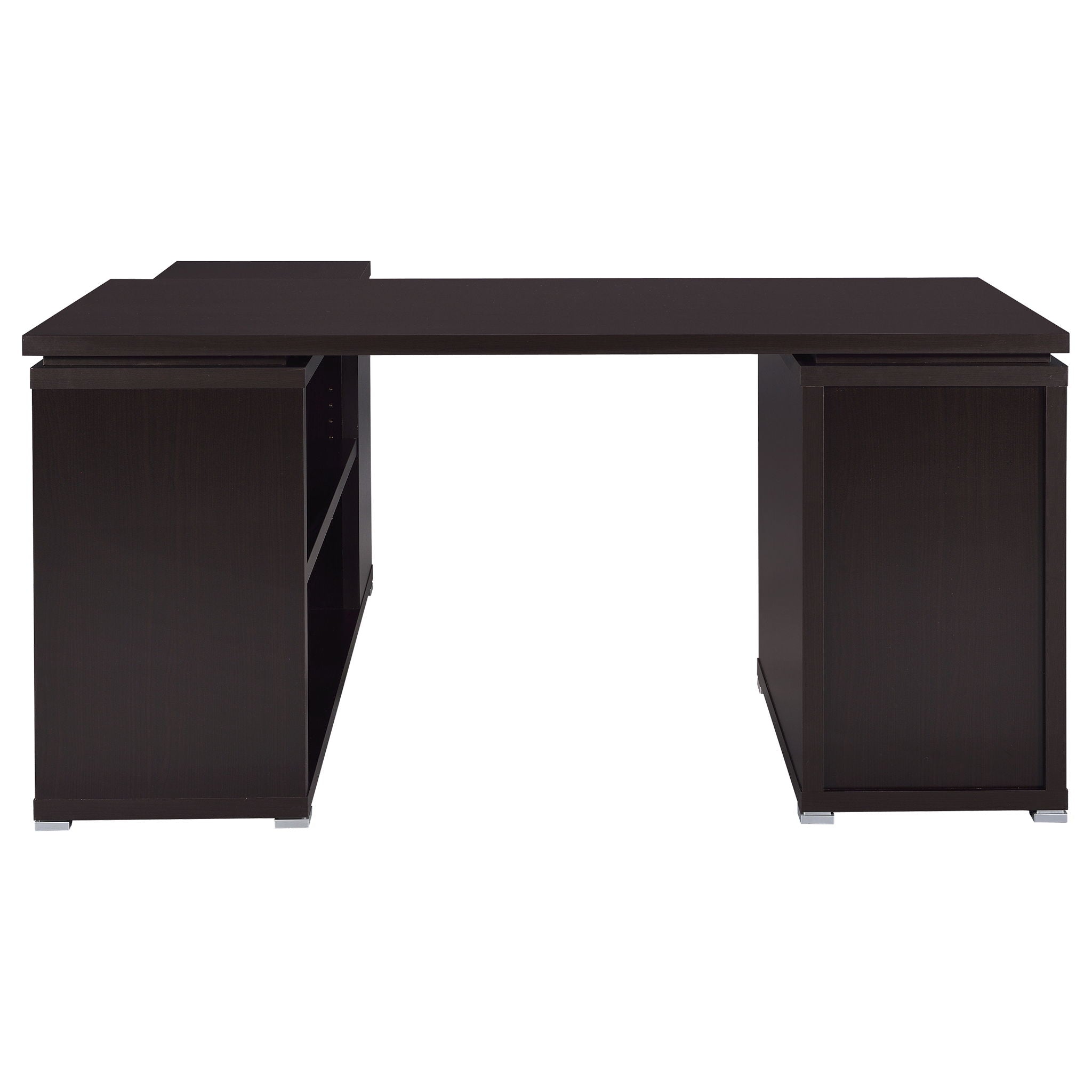 Transitional L Shape Computer Desk With Multiple Storage And Built In File Cabinet