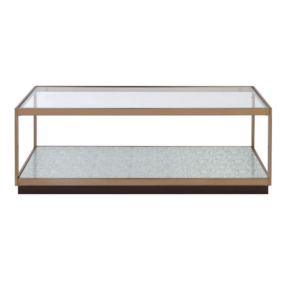 ACME Kaia - Coffee Table - Glass & Gold | Meri Furniture