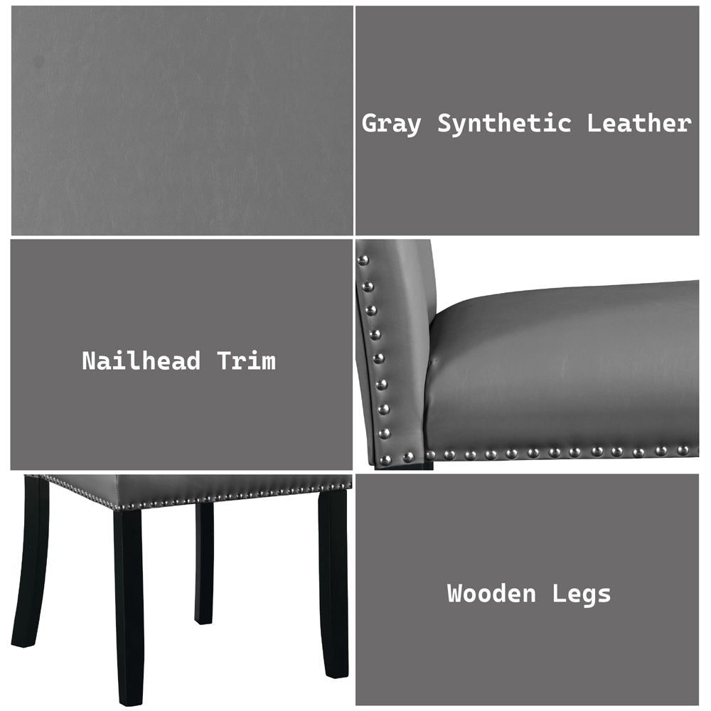 Caralin - Side Chair Set of 2) - Gray Synthetic Leather & Black