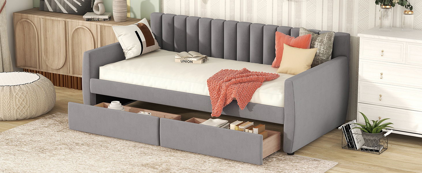 Upholstered Daybed With Slat Support