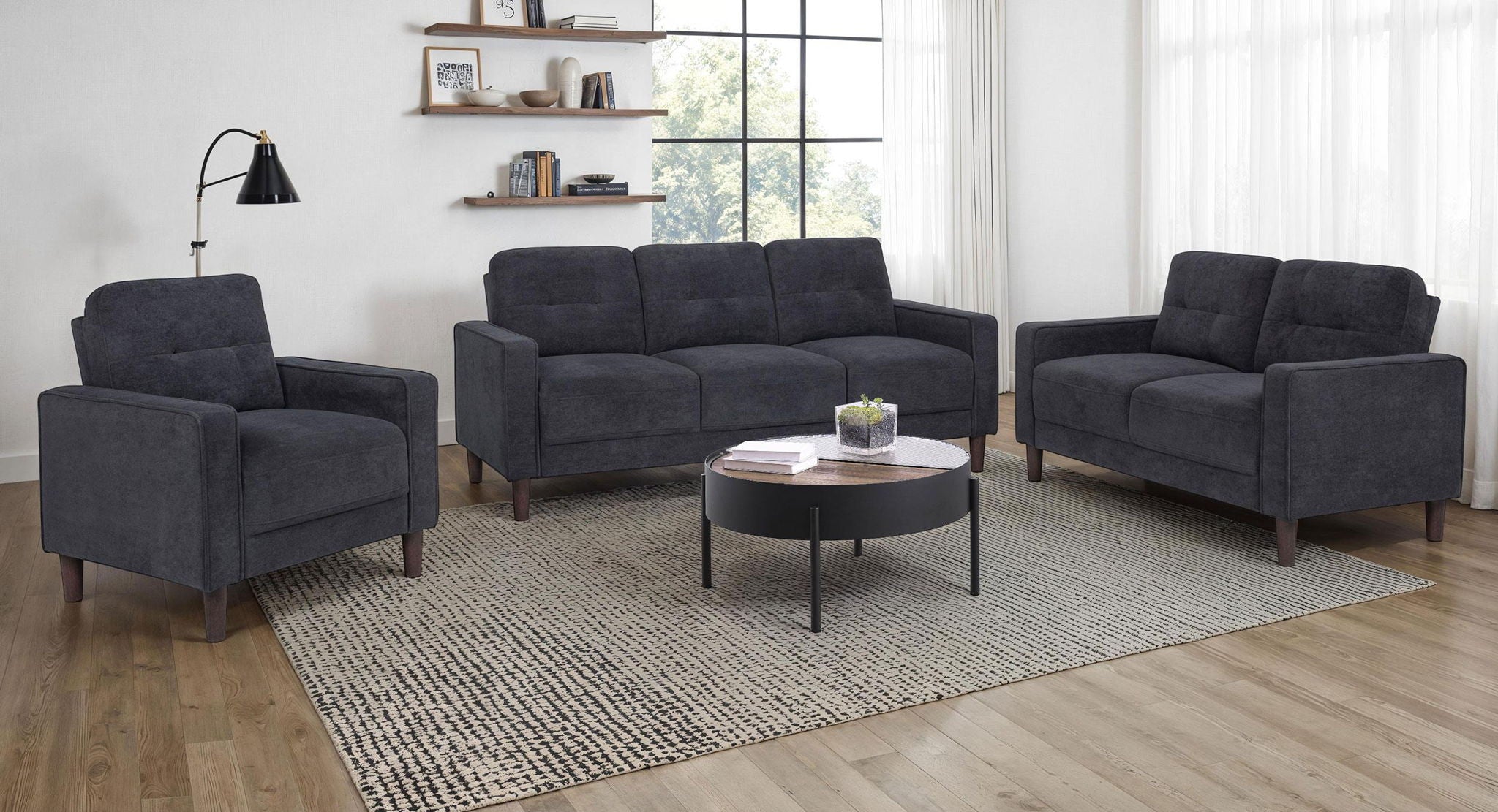 Bowen II Fabric Upholstered Track Arm Loveseat Steel Grey