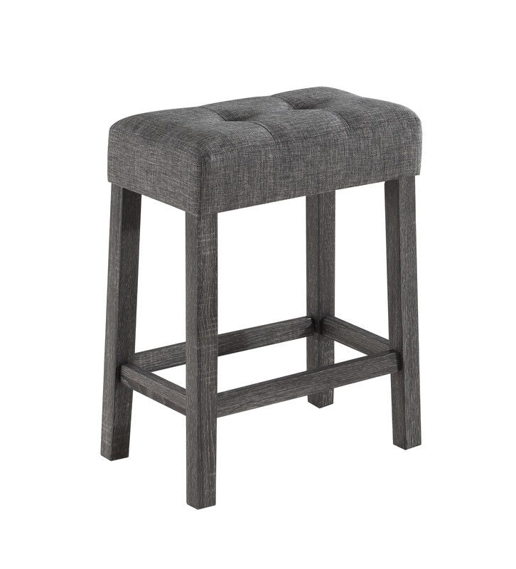 Oriana Gray 4 Piece Counter Height 60" Pub Table Set with Tufted Gray Linen Stools