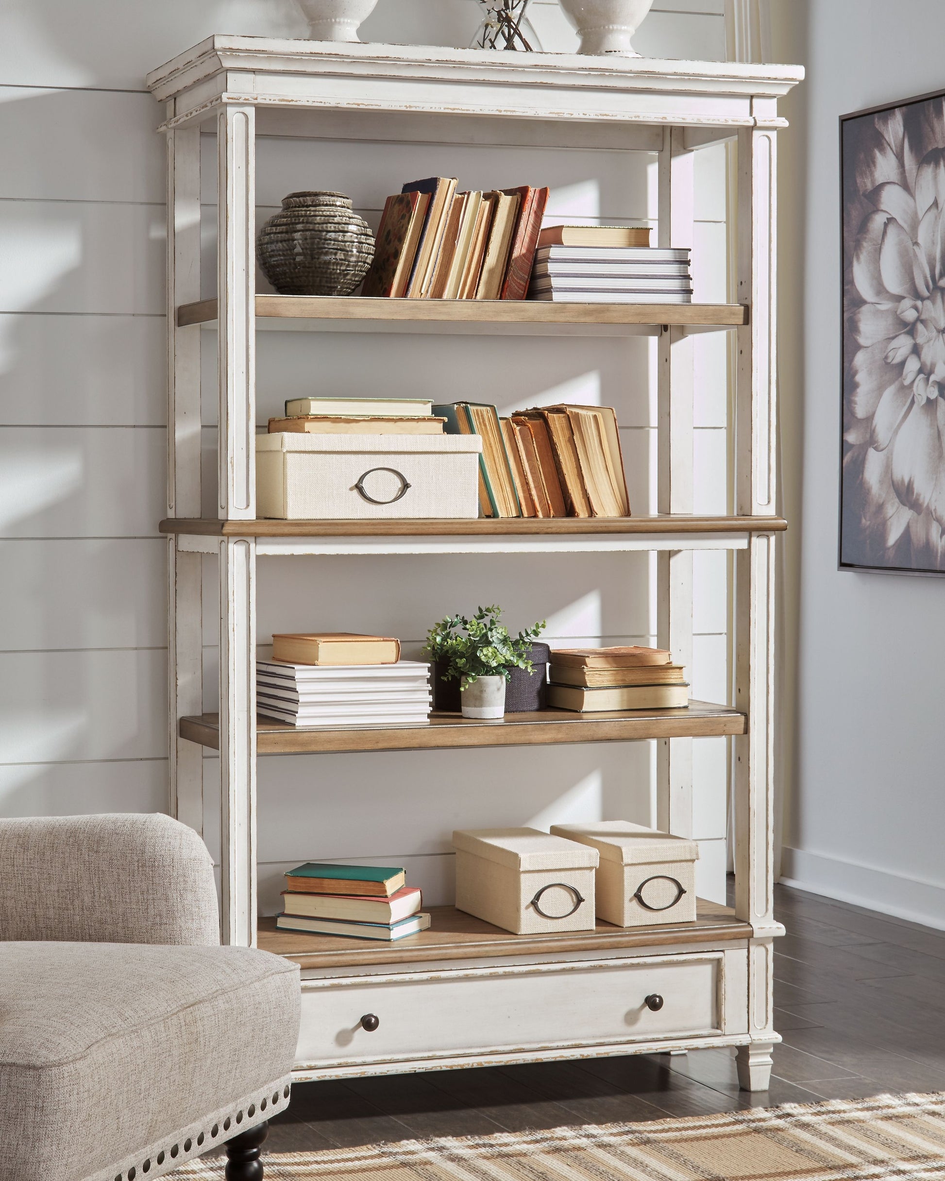 Ashley Furniture Realyn - Brown / White - Bookcase | Meri Furniture