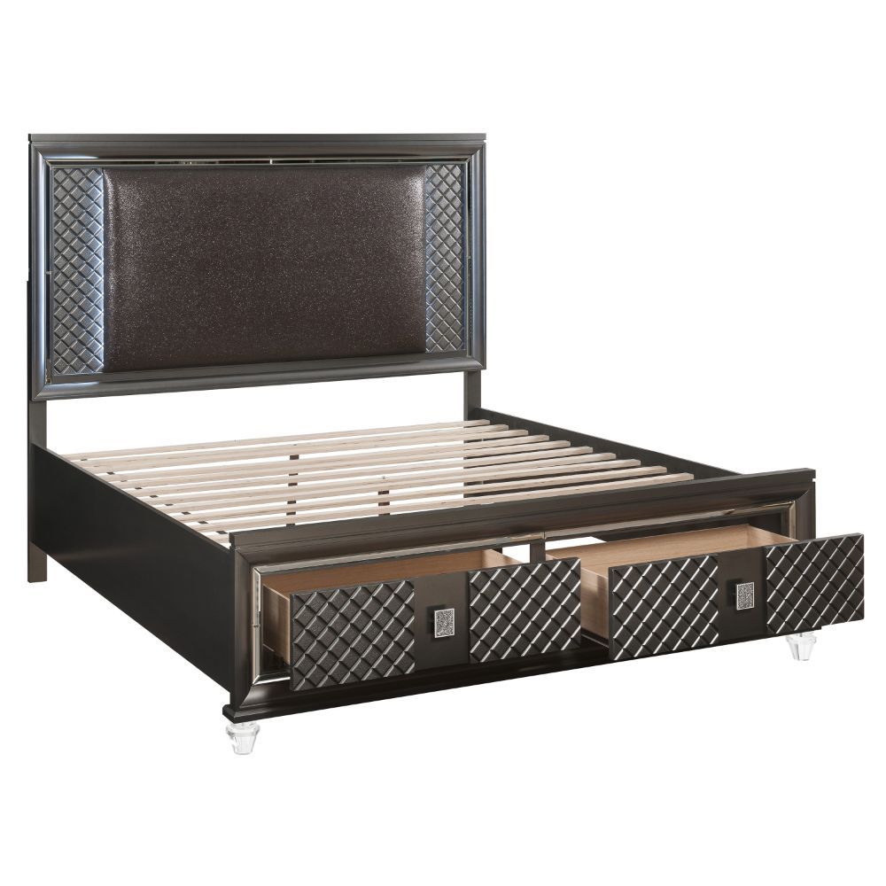 ACME Sawyer - Bed w/Storage (LED) | Meri Furniture