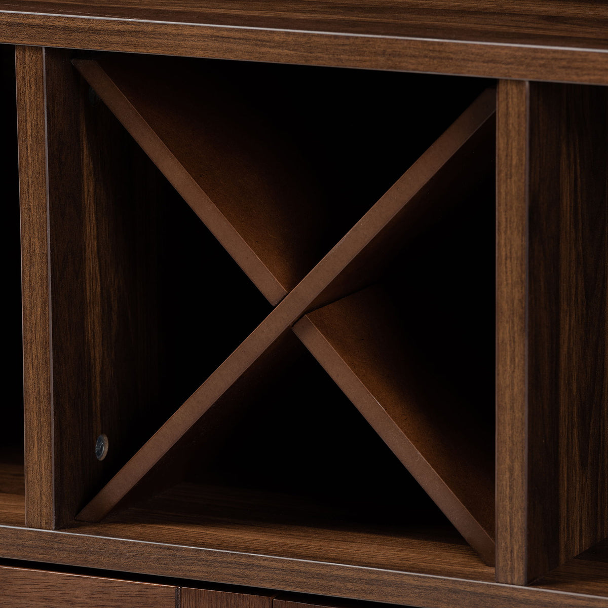 Carrie Transitional Farmhouse Walnut Brown Finished Wood Wine Storage Cabinet