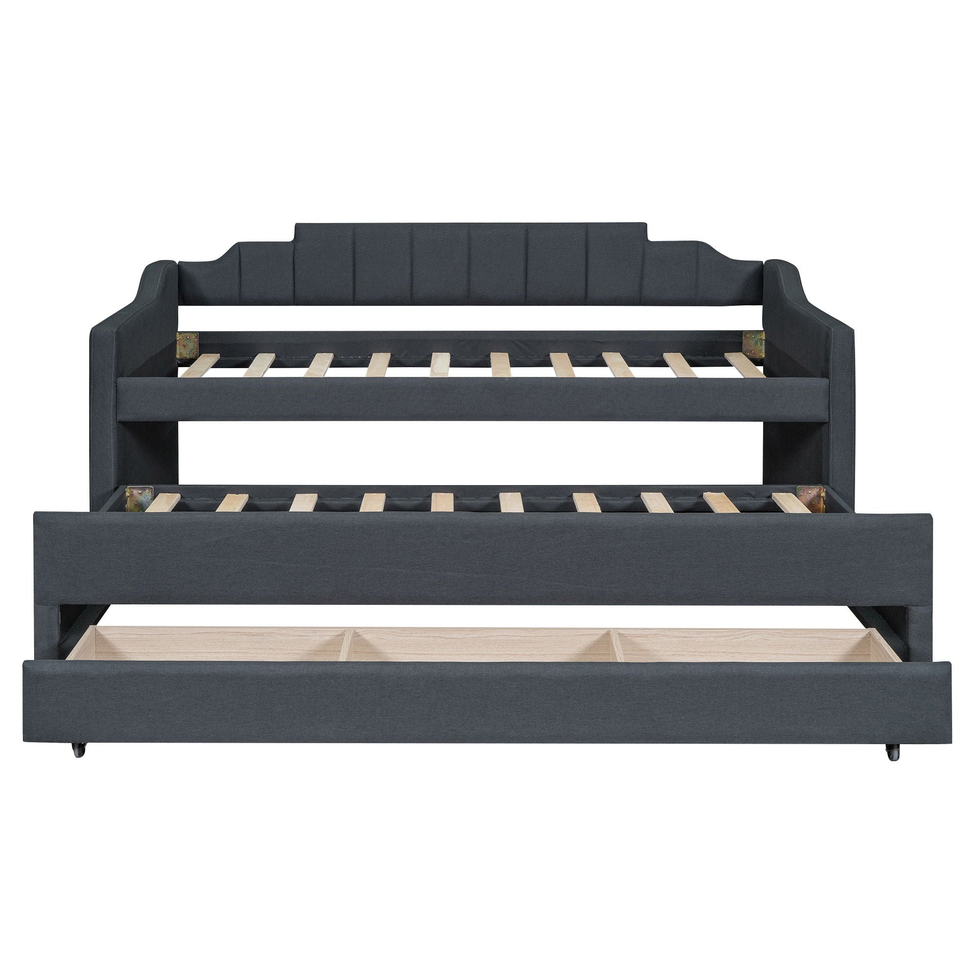 Upholstered Simple Design Daybed With Trundle And 3 Drawers