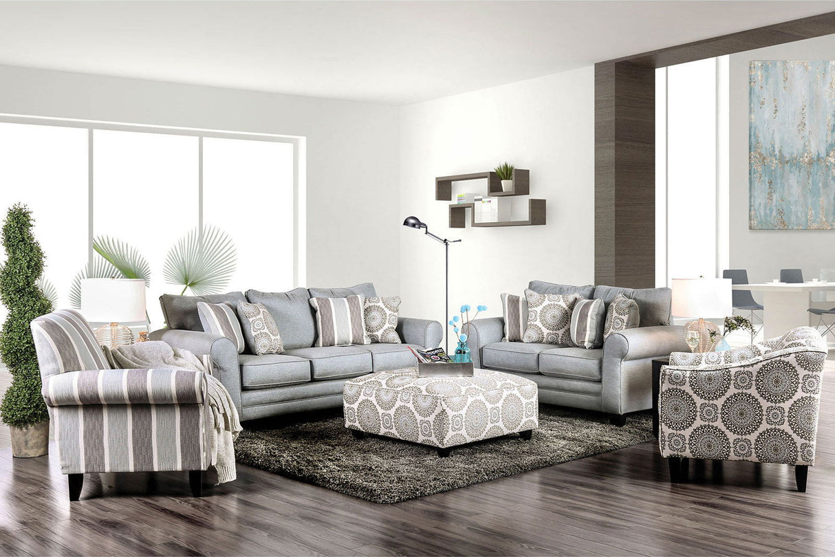 Furniture of America Misty - Ottoman - Ivory / Pattern | Meri Furniture
