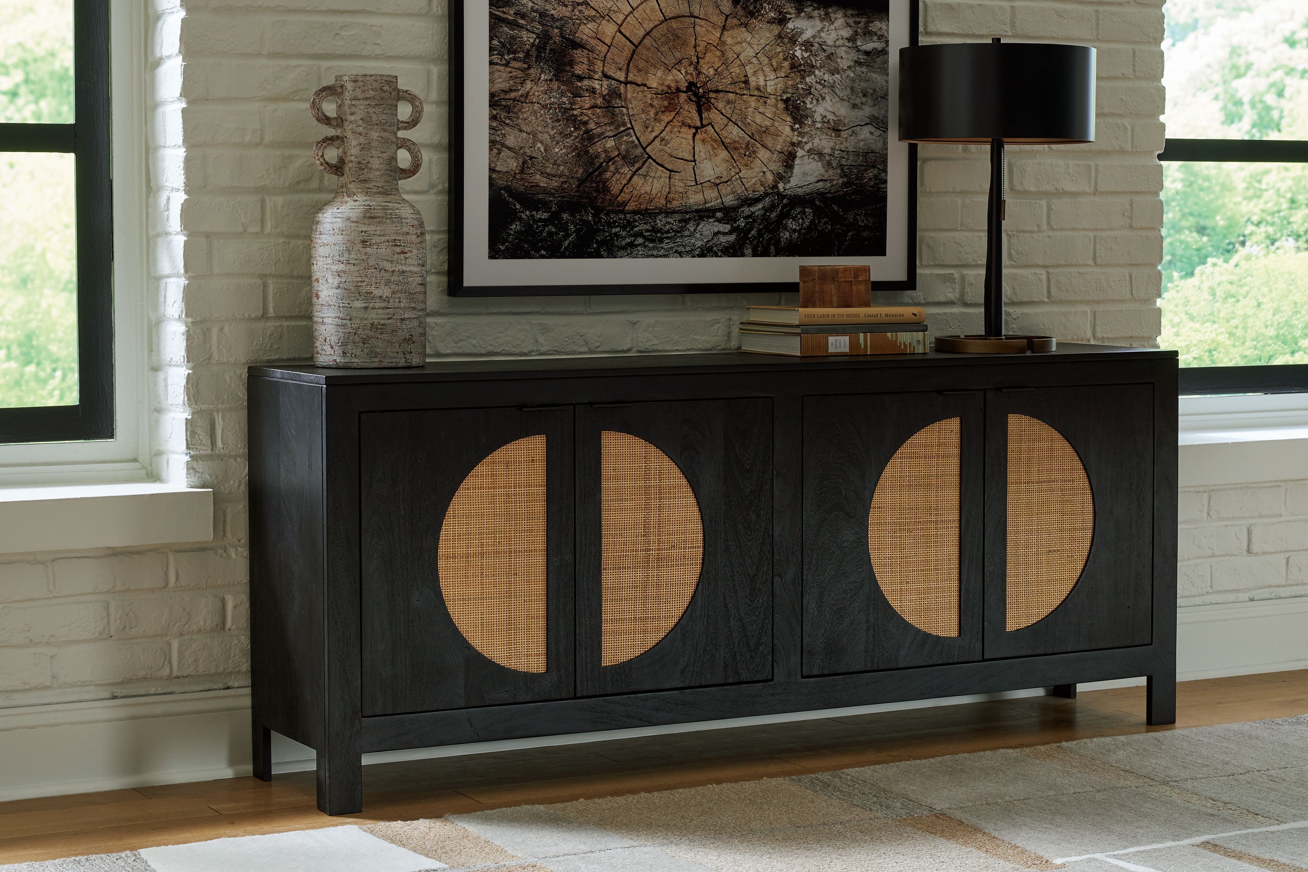Signature Design by Ashley® Cliffiings - Black / Natural - Accent Cabinet | Meri Furniture