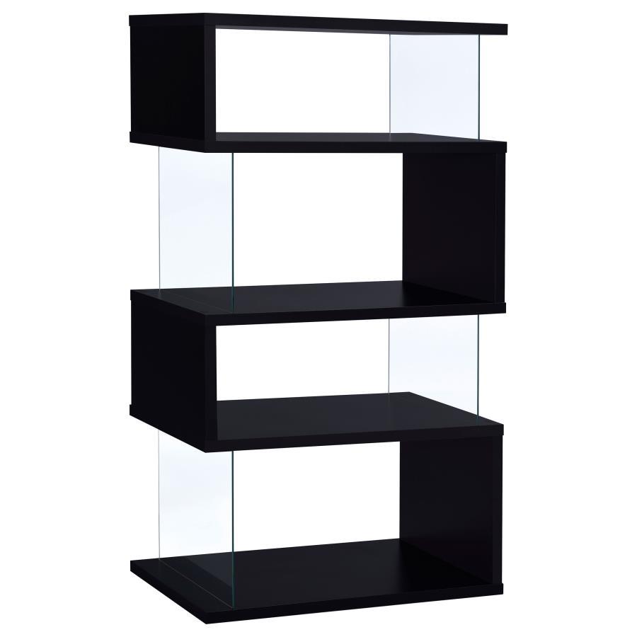 Coaster Fine Furniture Emelle - 4-Shelf Glass Panel Bookshelf | Meri Furniture