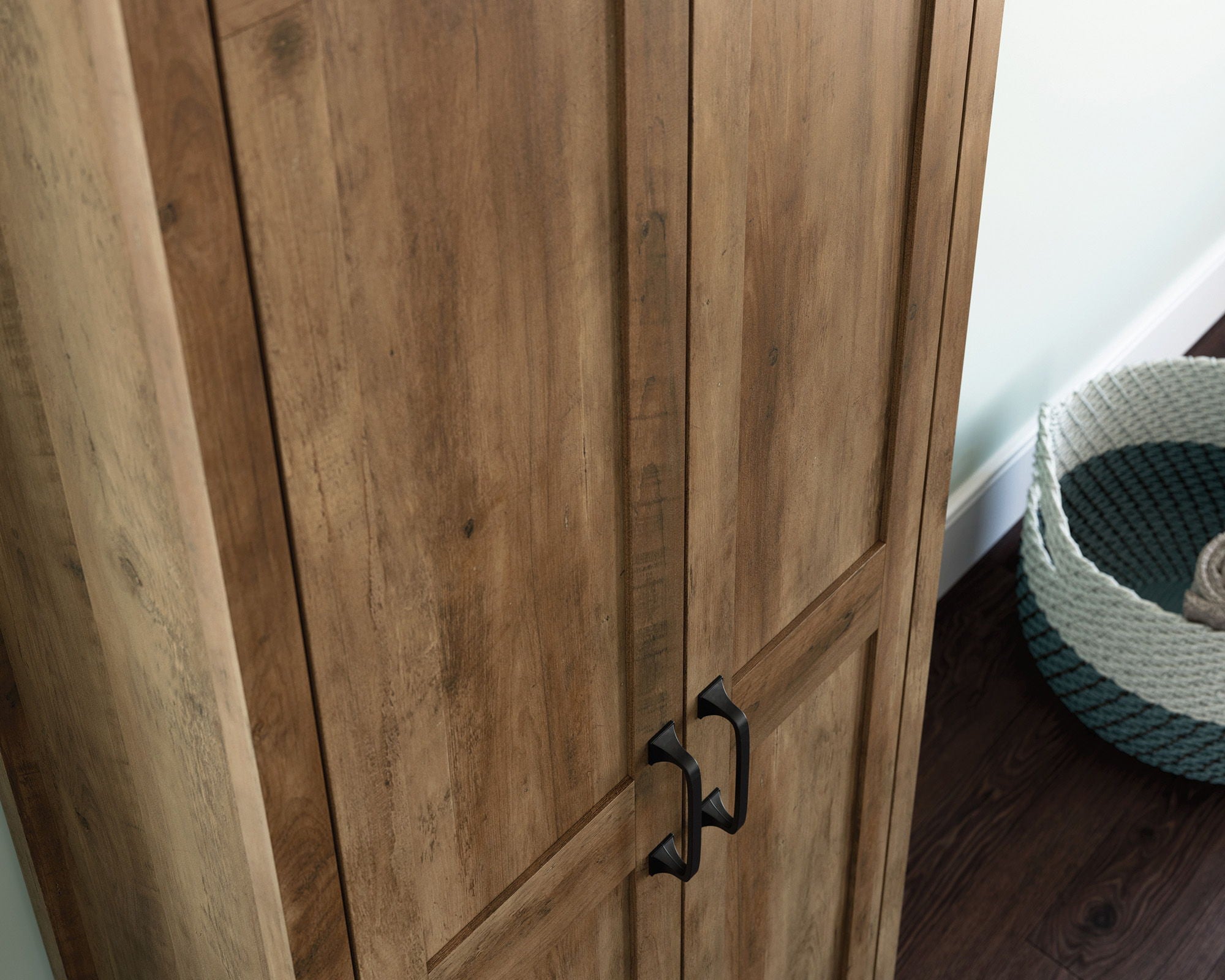 Two-Door Storage Cabinet in Pine Finish